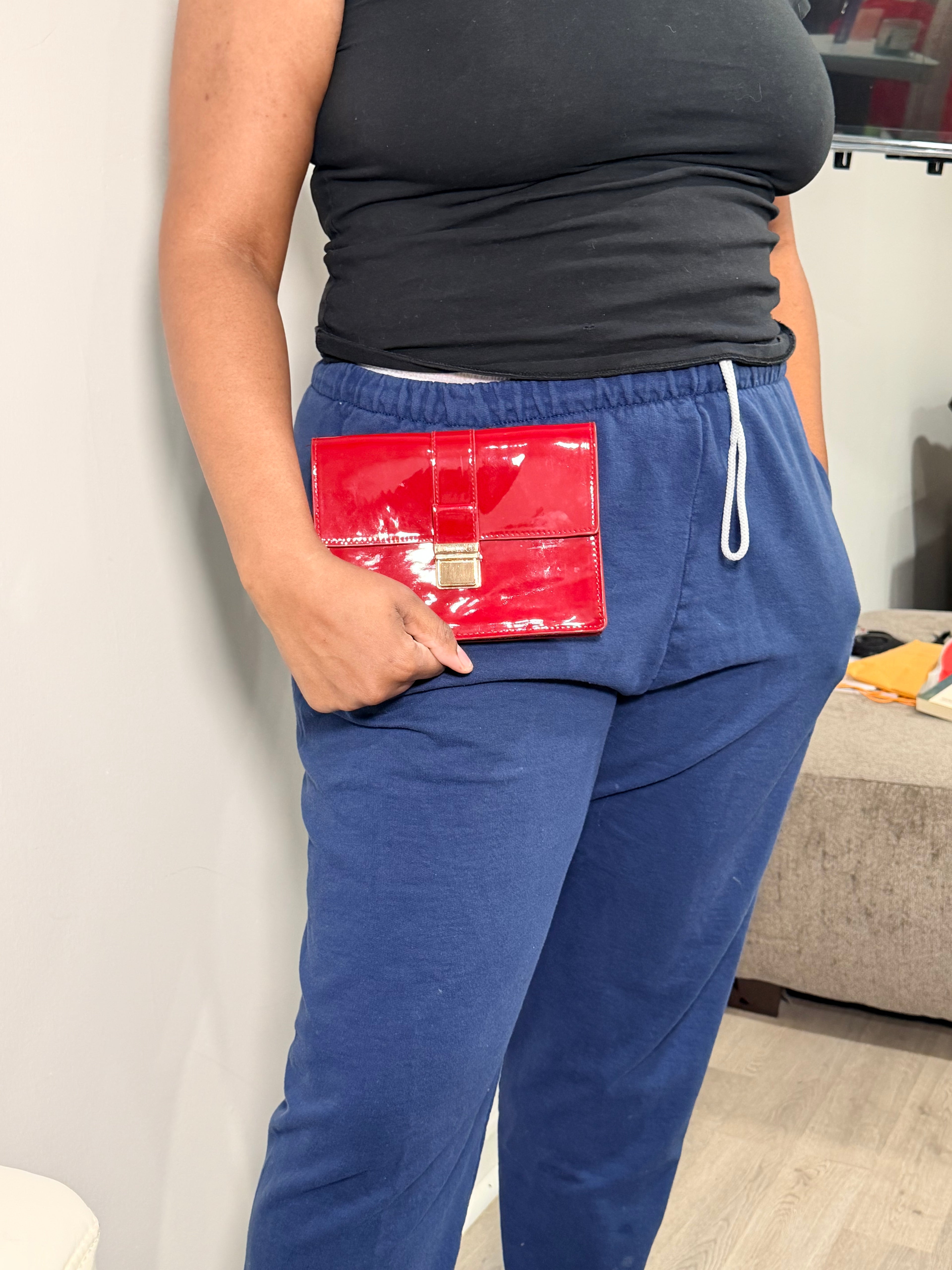 MIU MIU Red Patent Leather Clutch – High Gloss Statement