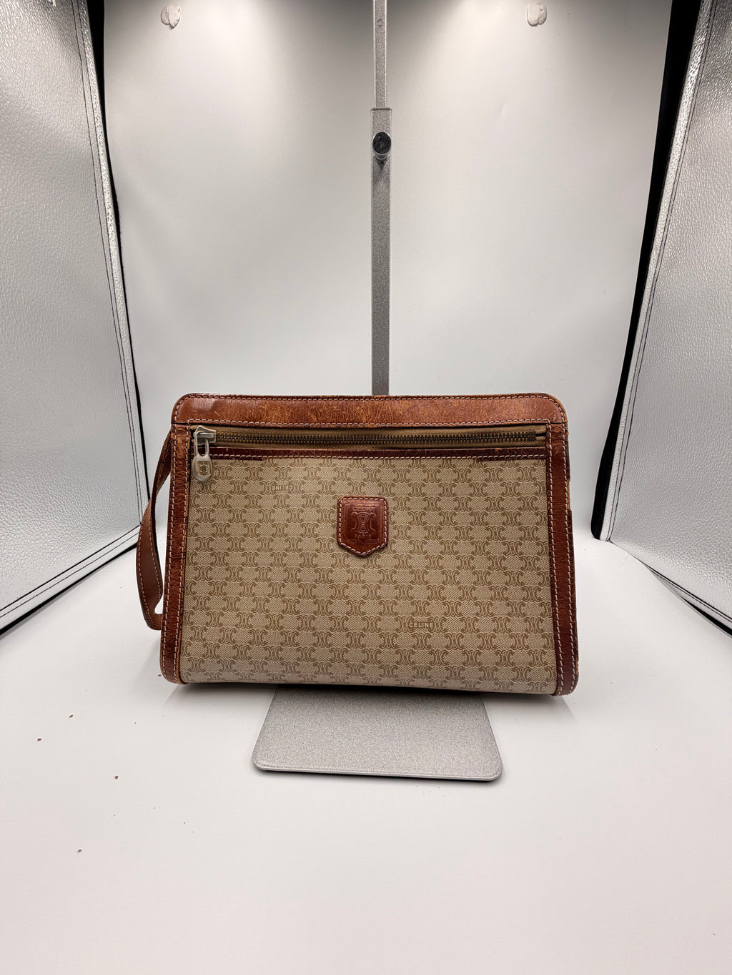 Celine Macadam Wristlet Clutch – Beige Monogram