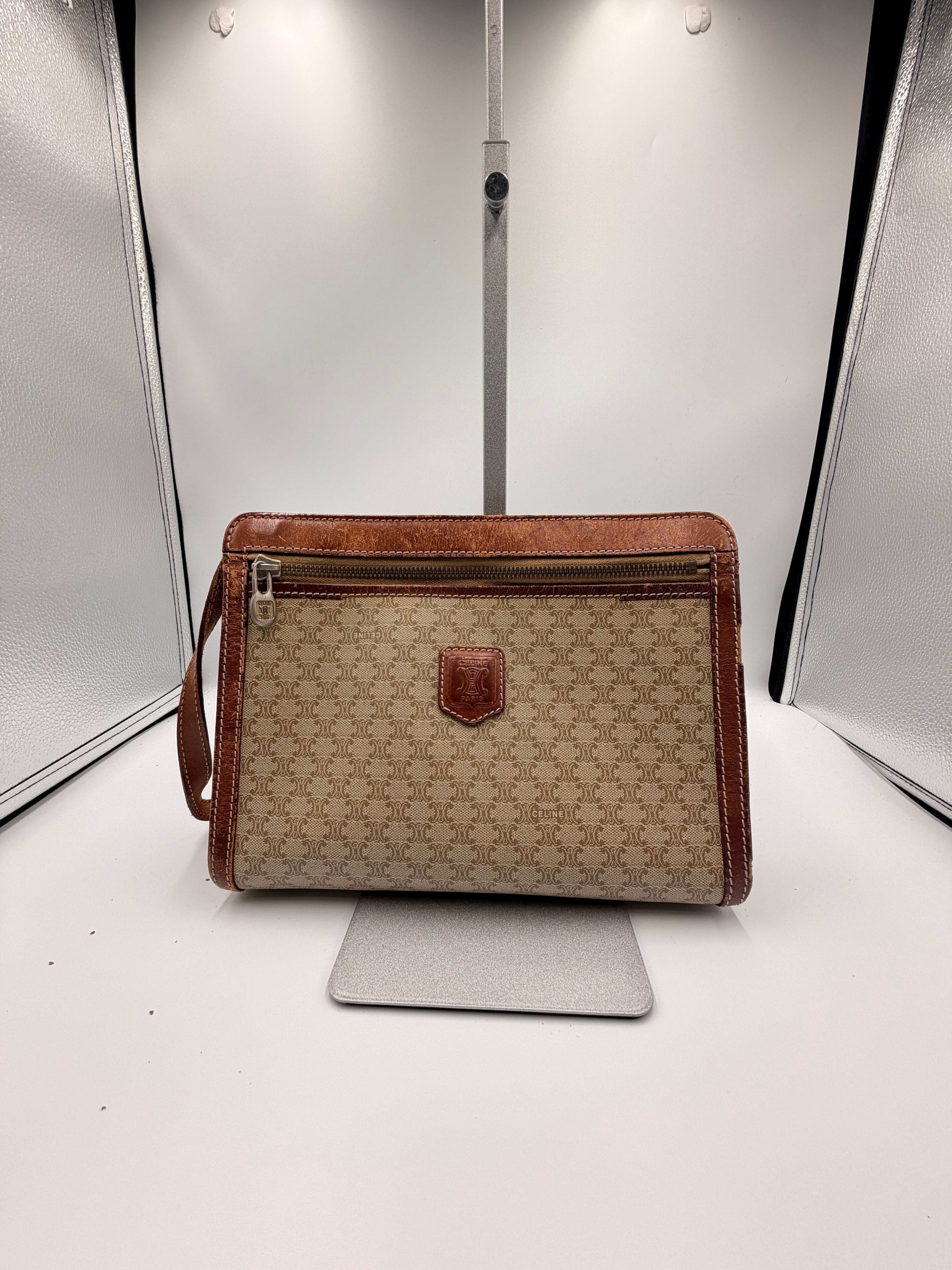 Celine Macadam Wristlet Clutch – Beige Monogram