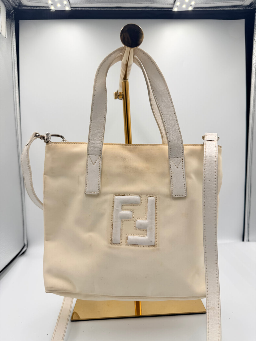 Fendi Cream Canvas & Leather FF Tote Bag