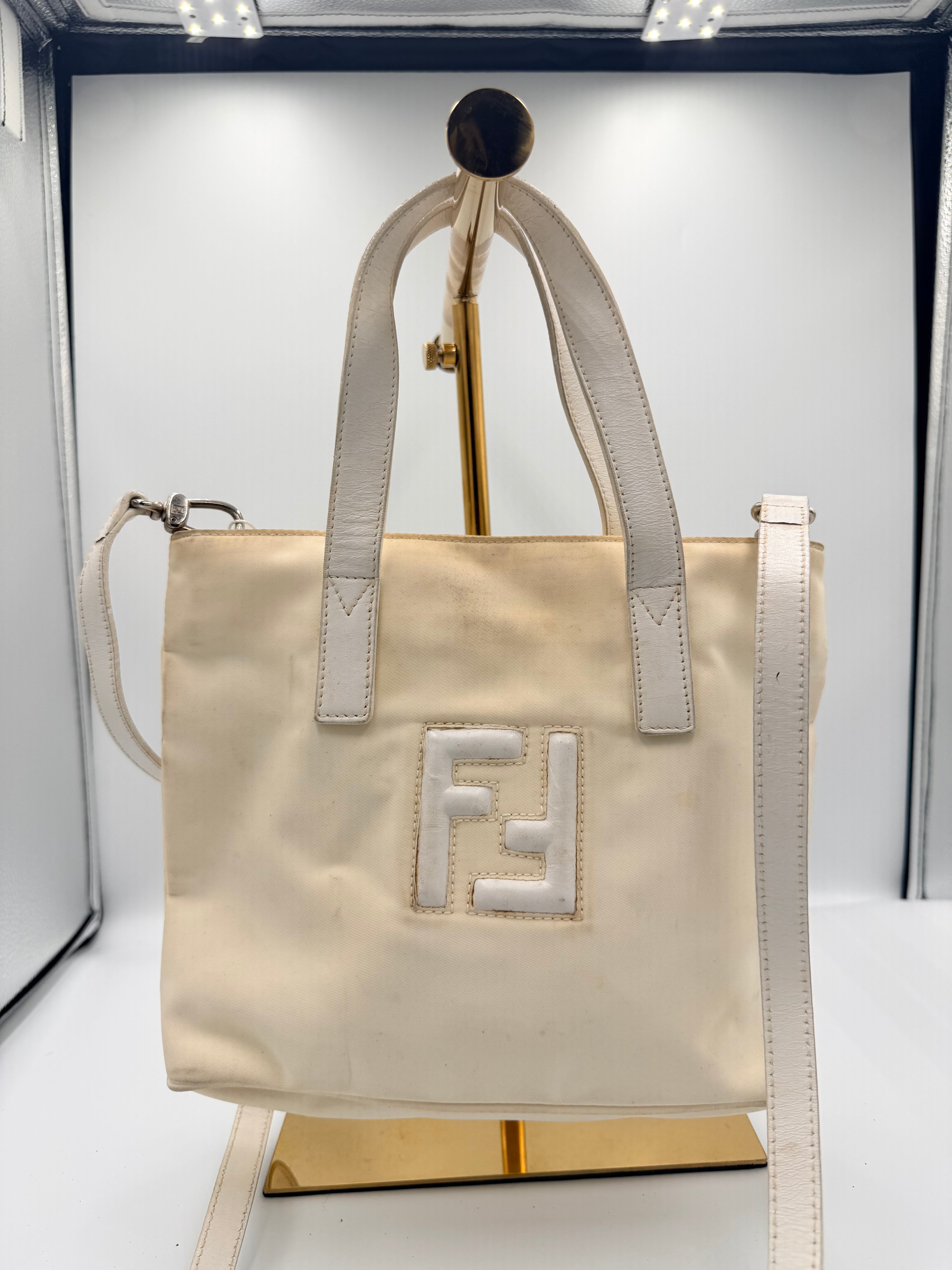 Fendi Cream Canvas & Leather FF Tote Bag