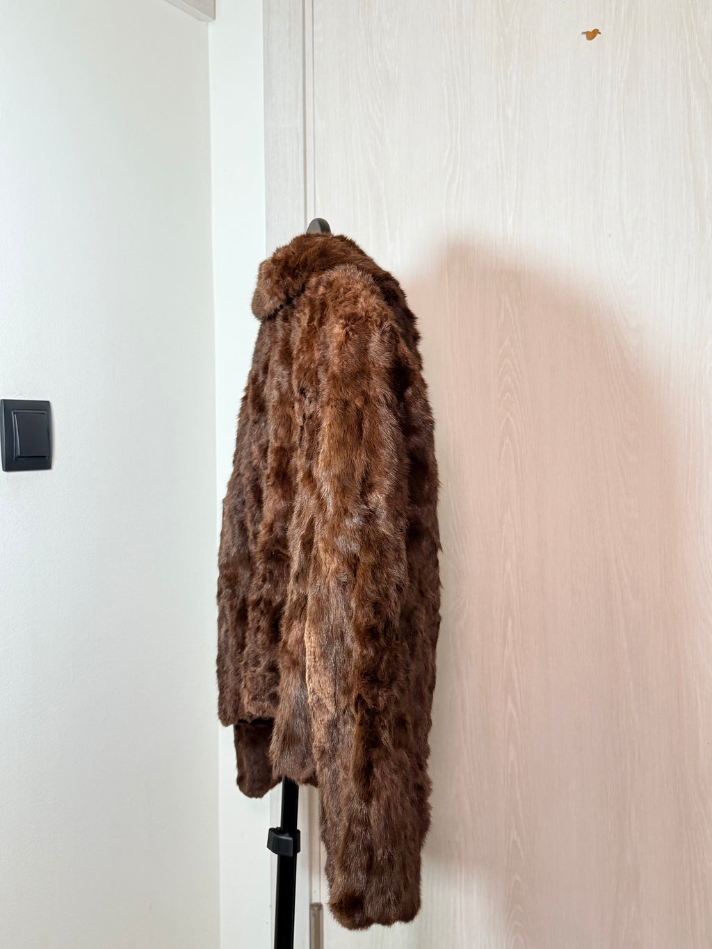 Vintage Real Persian Lamb (Astrakhan) Fur Coat – Chocolate Brown (Small)