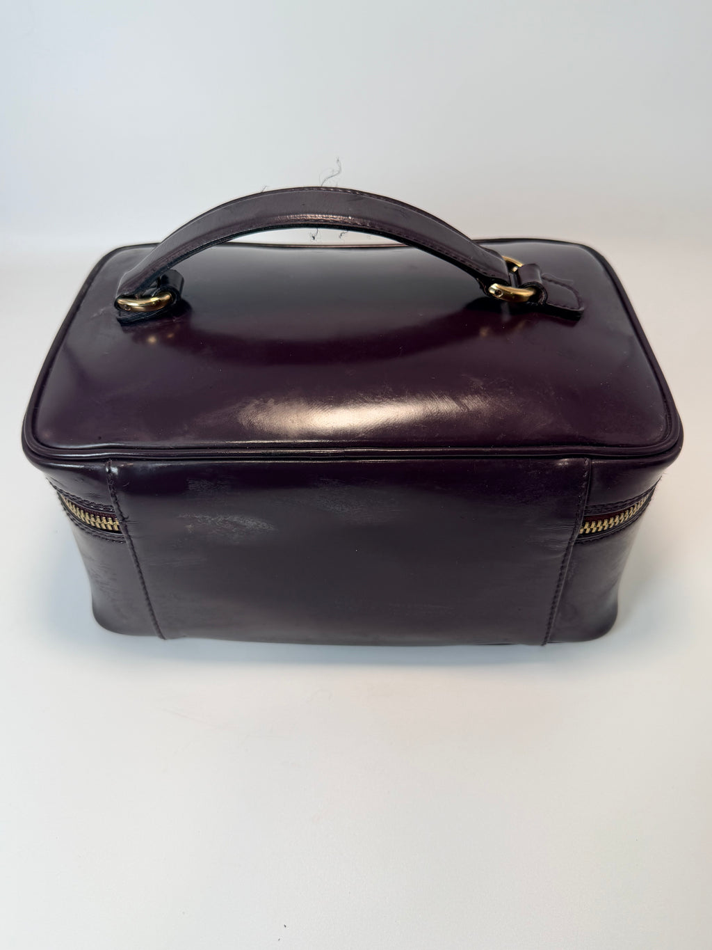 Vintage Gucci Bamboo Zip Vanity Case — Deep Plum Leather