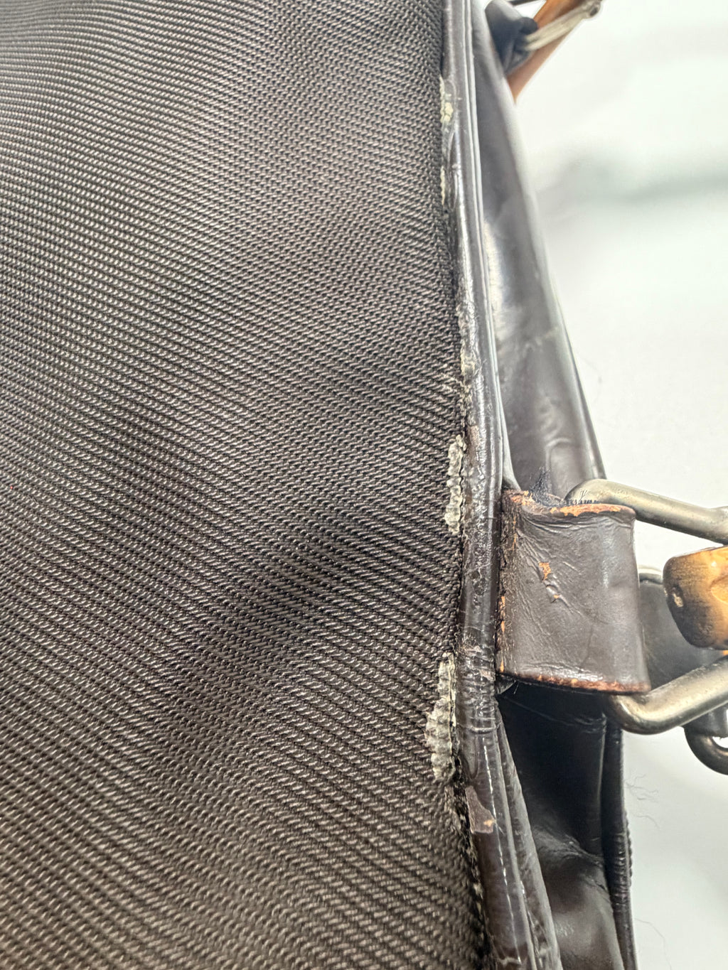 Gucci Vintage Nylon Bamboo Handle Bag – Brown