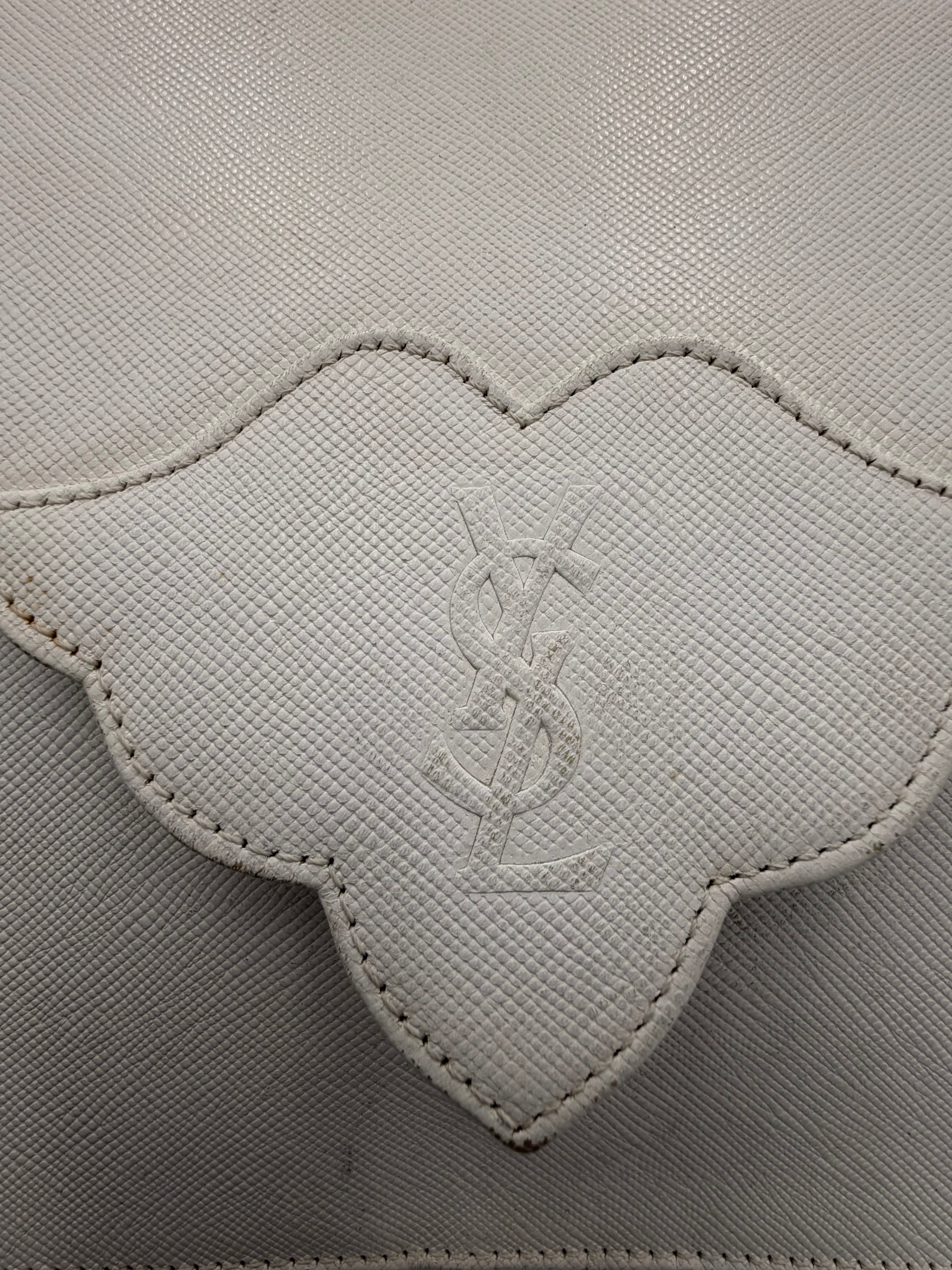 Yves Saint Laurent White Leather Clutch