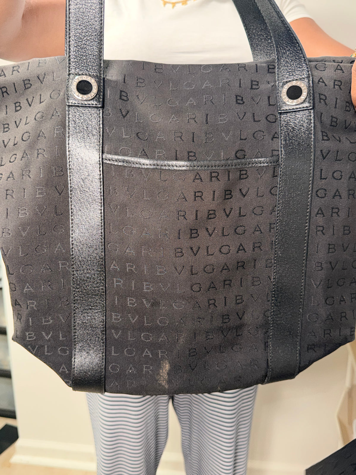 Bvlgari Logo Jacquard Tote with Detachable Pouch