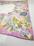 Vintage Nina Ricci Floral & Dove Cotton Scarf – Pink Trim