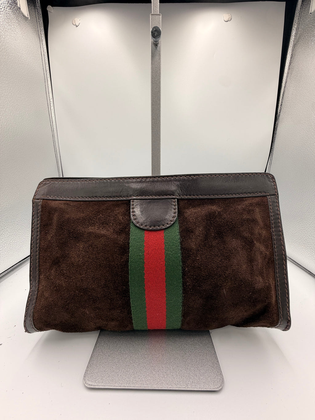 Gucci Suede Web Clutch