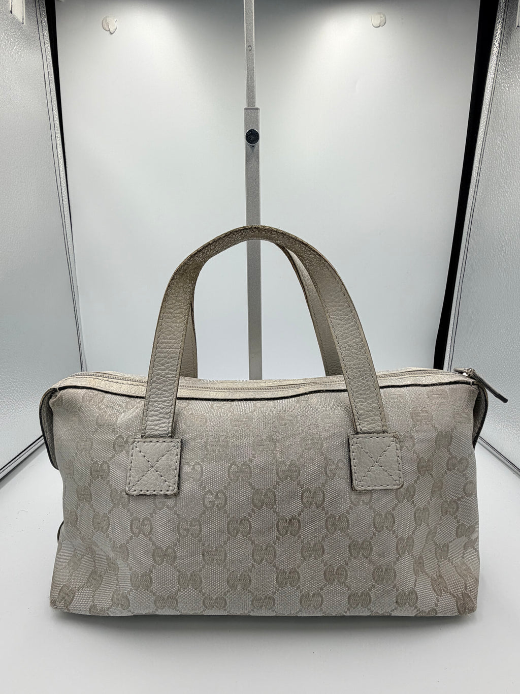 Gucci GG Canvas Mini Boston Bag - Silver