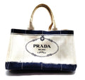 Prada Canapa Canvas Tote - Navy & Ivory (Large)