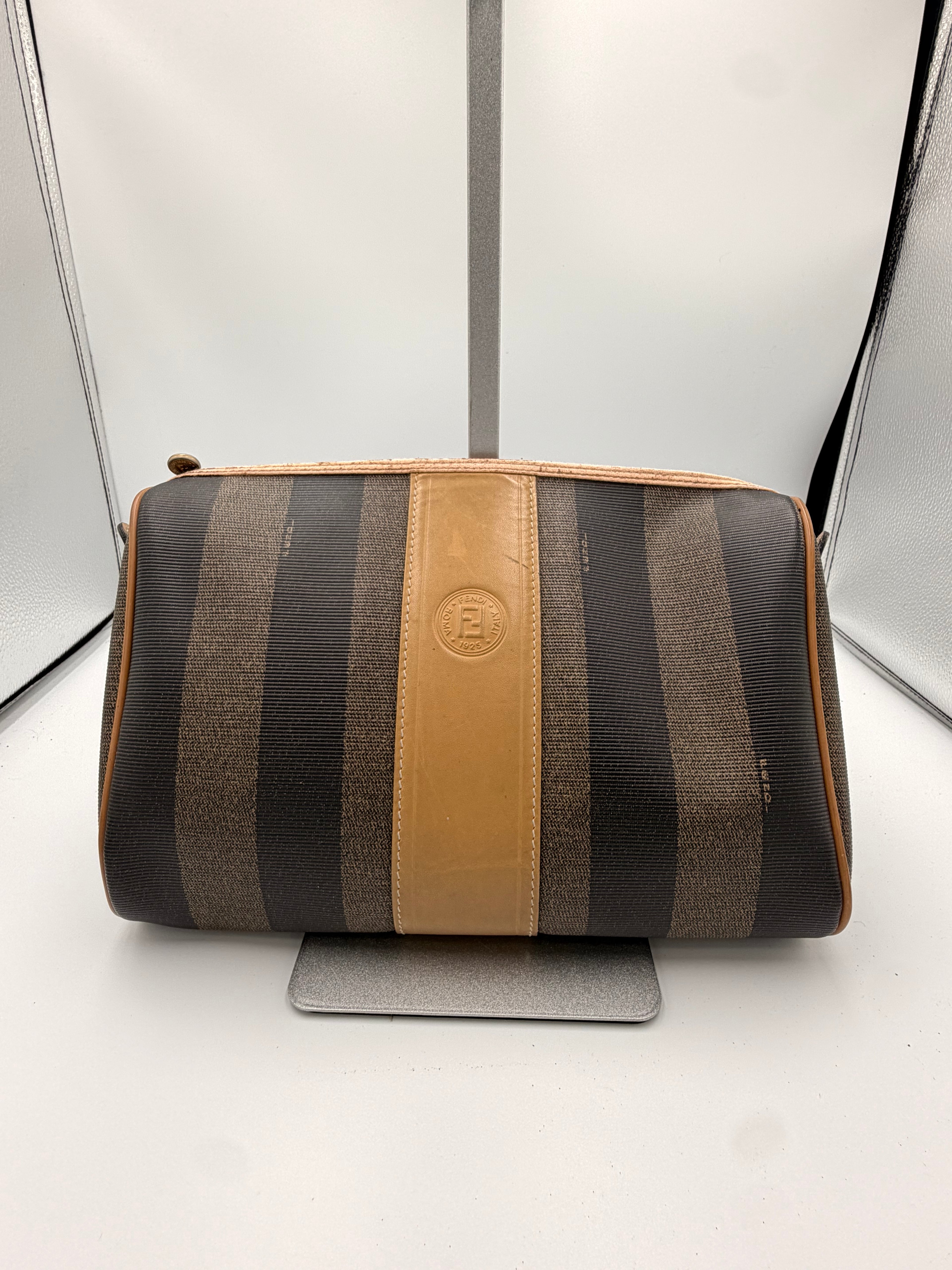 Fendi Pequin Stripe Clutch / Cosmetics Pouch