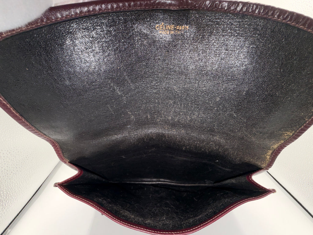 Celine Macadam Velvet Clutch – Burgundy Monogram Envelope Bag