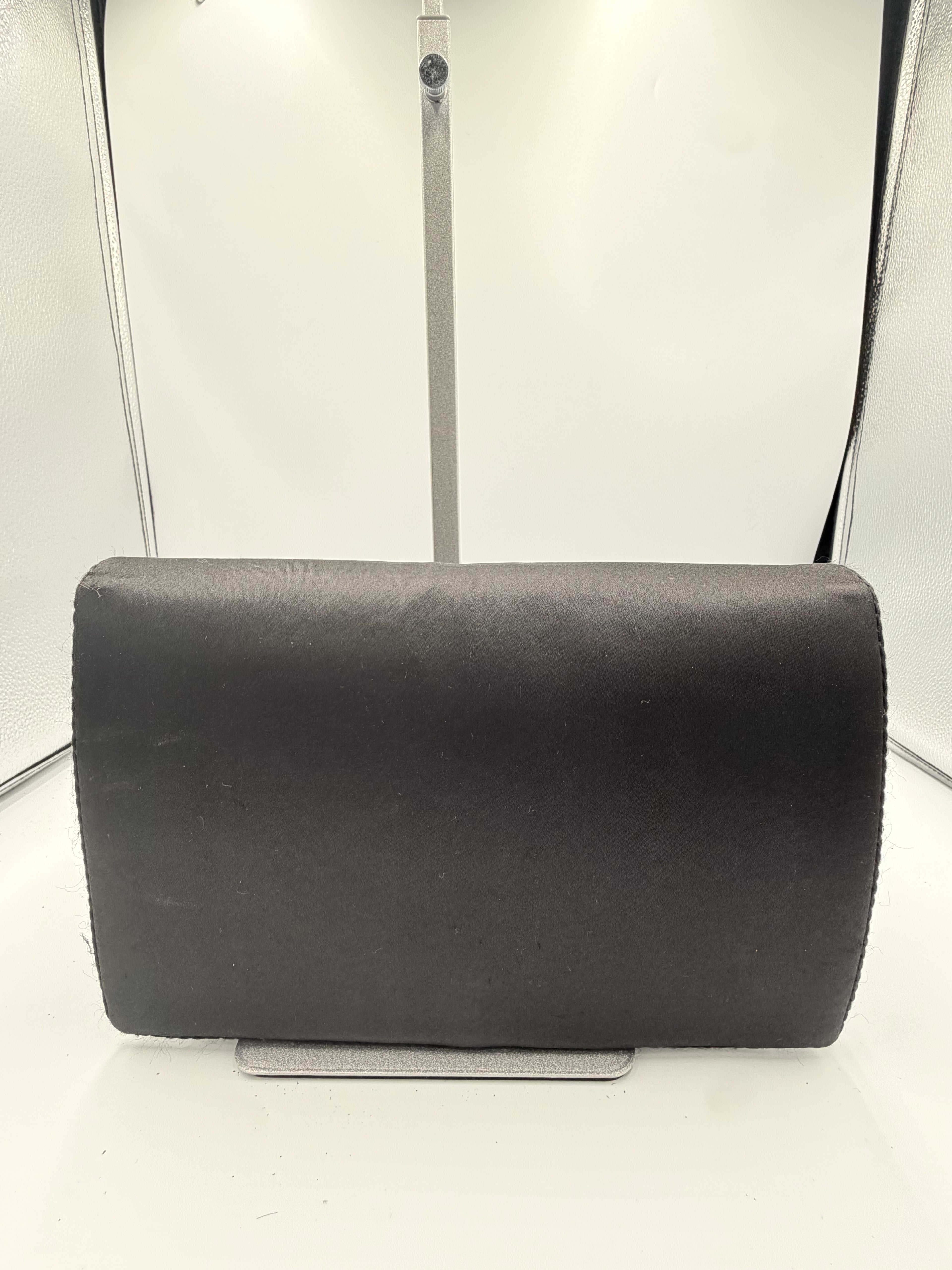 Yves Saint Laurent Vintage Black Satin Evening Clutch