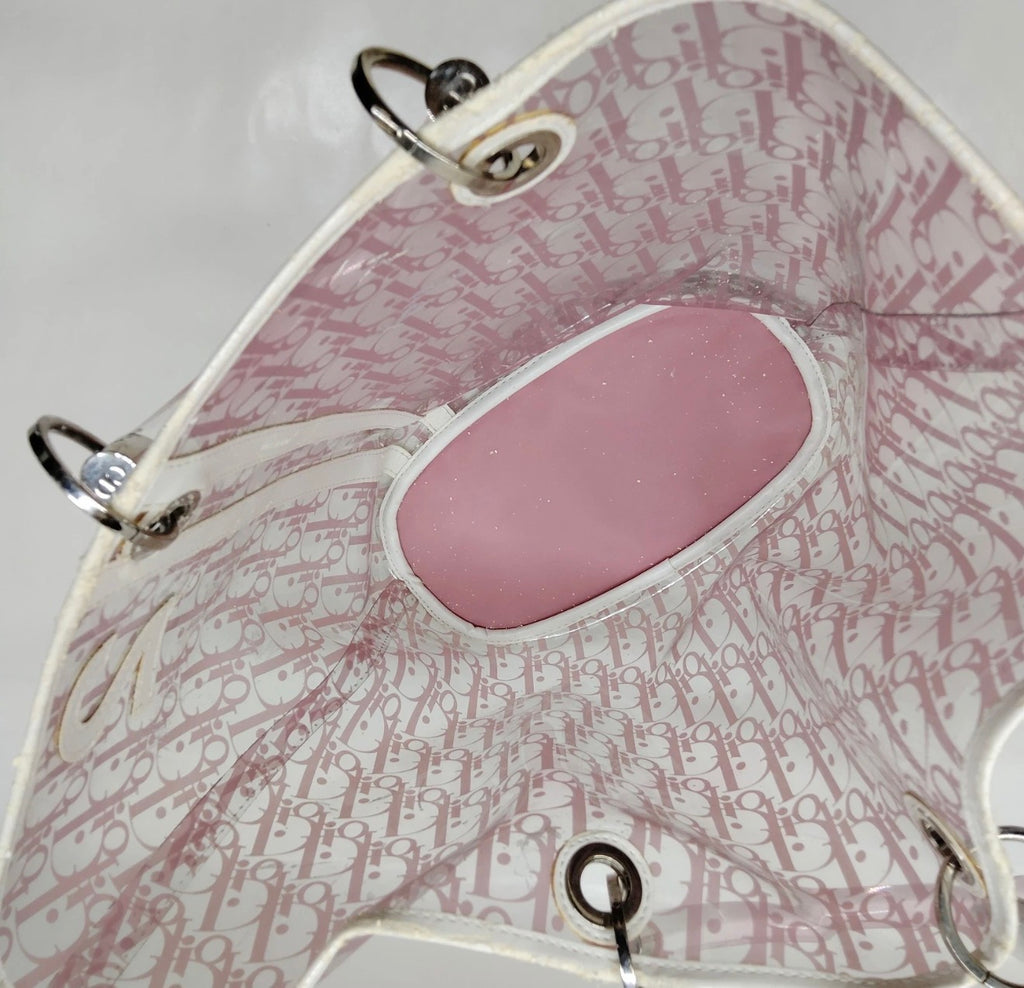 Christian Dior Pink Trotter Transparent Tote Bag with Acrylic Handles & Pouch