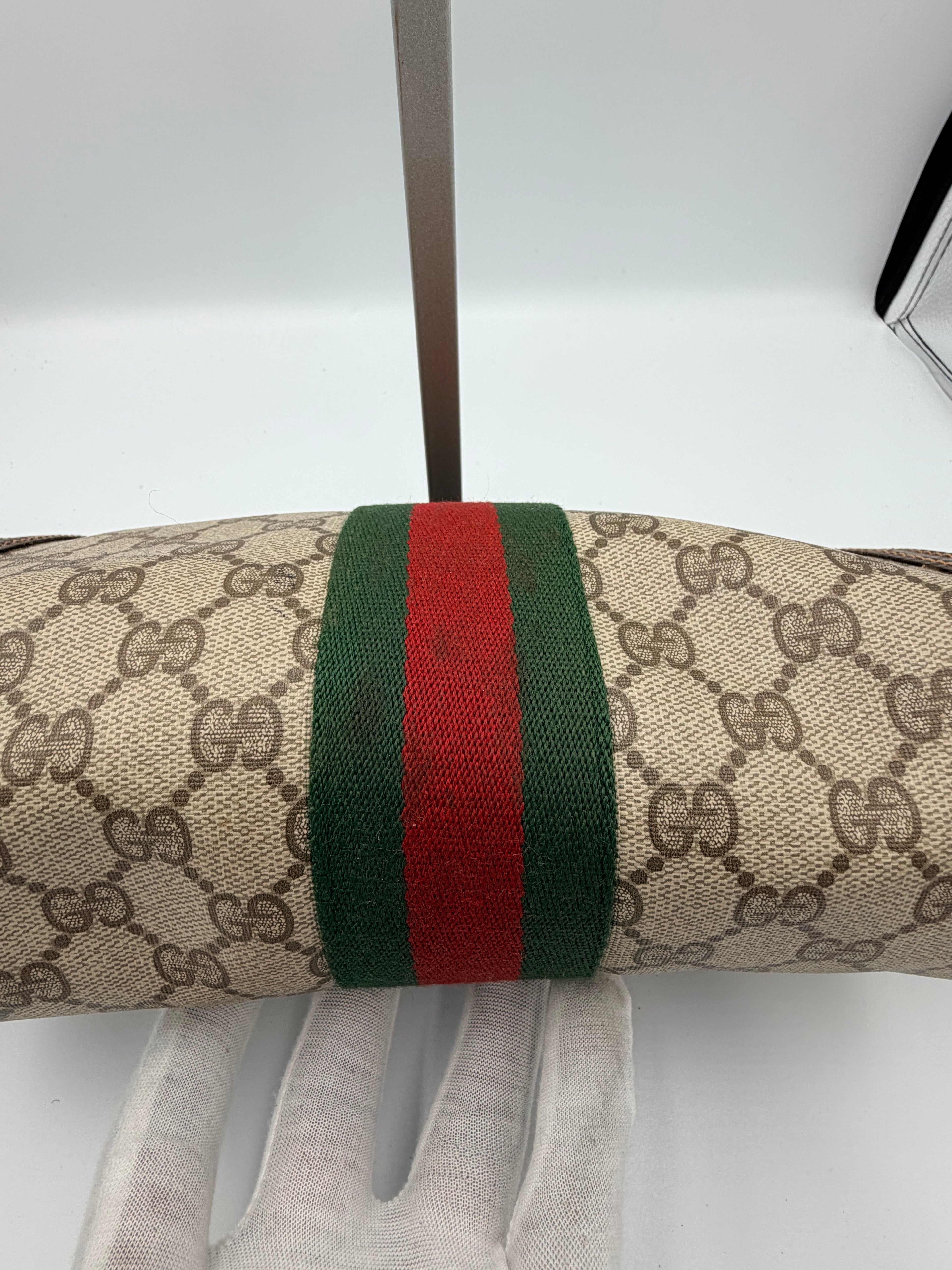 GUCCI GG Supreme Web Clutch (Large) Brown