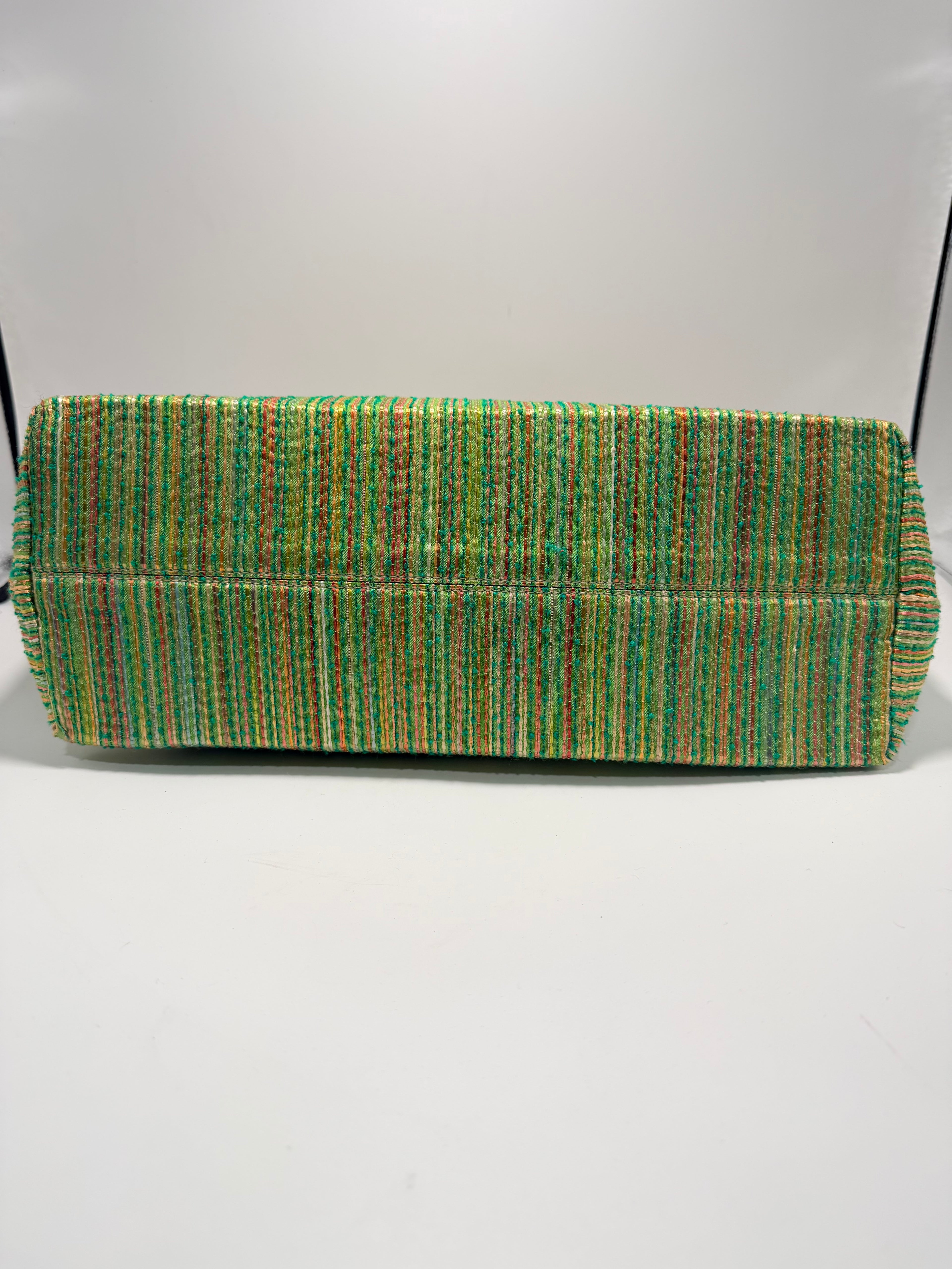 HUNTING WORLD Woven Tote – Green Multi Stripe