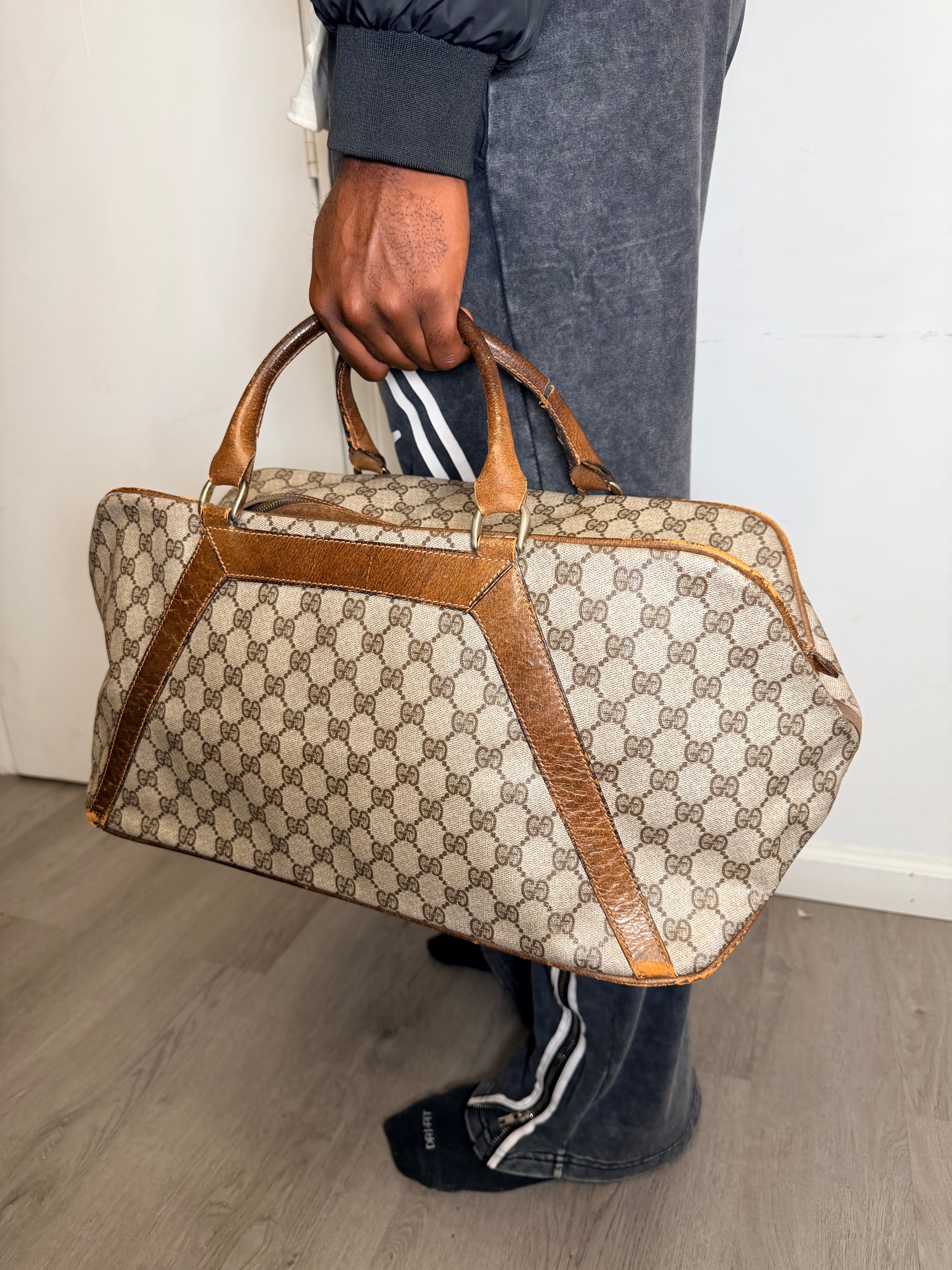 Gucci Vintage Travel Bag – Brown Leather & Monogram