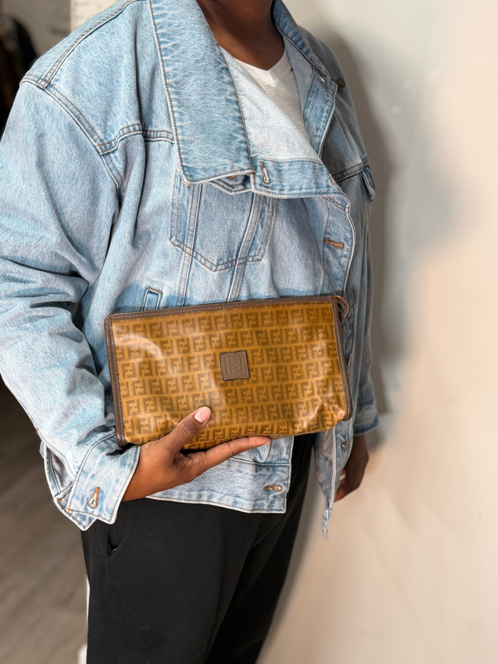 Fendi Zucca Zip Clutch
