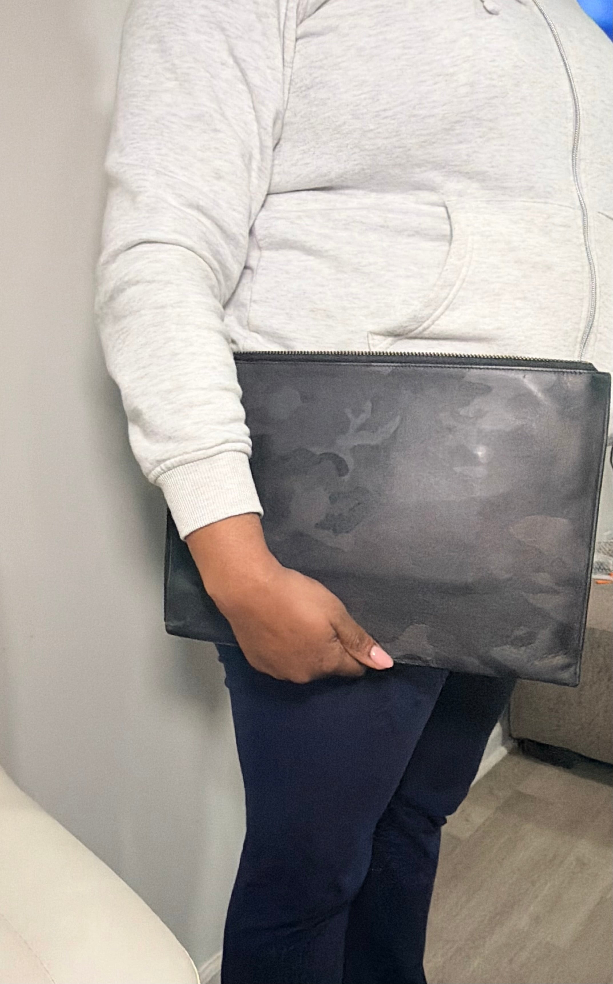 Yves Saint Laurent Army Camo Laptop Sleeve / Large Clutch – Black Camouflage