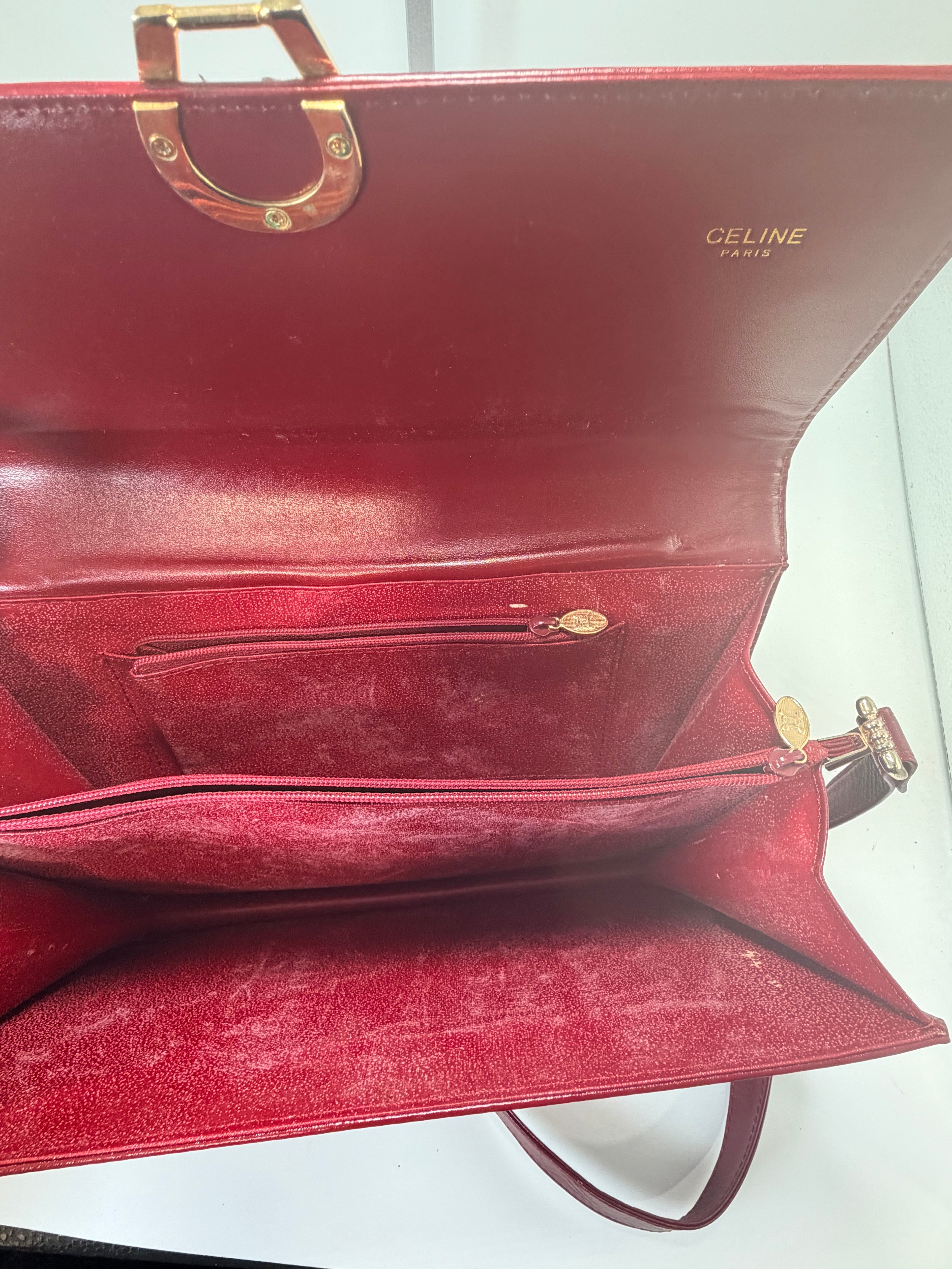 Celine Burgundy Leather Horsebit Crossbody