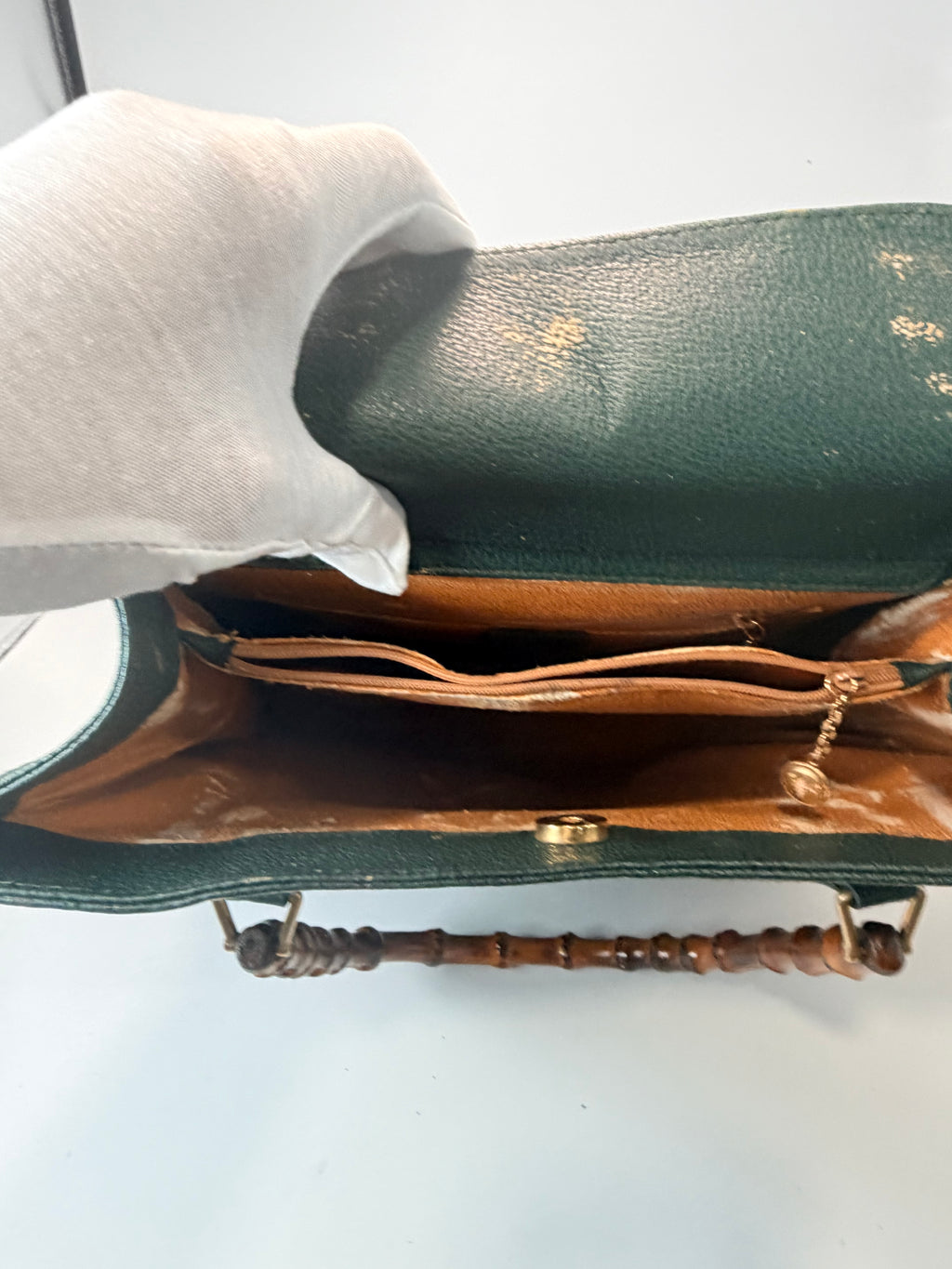 Gucci Bamboo Handle Suede & Leather Tote Bag – Green