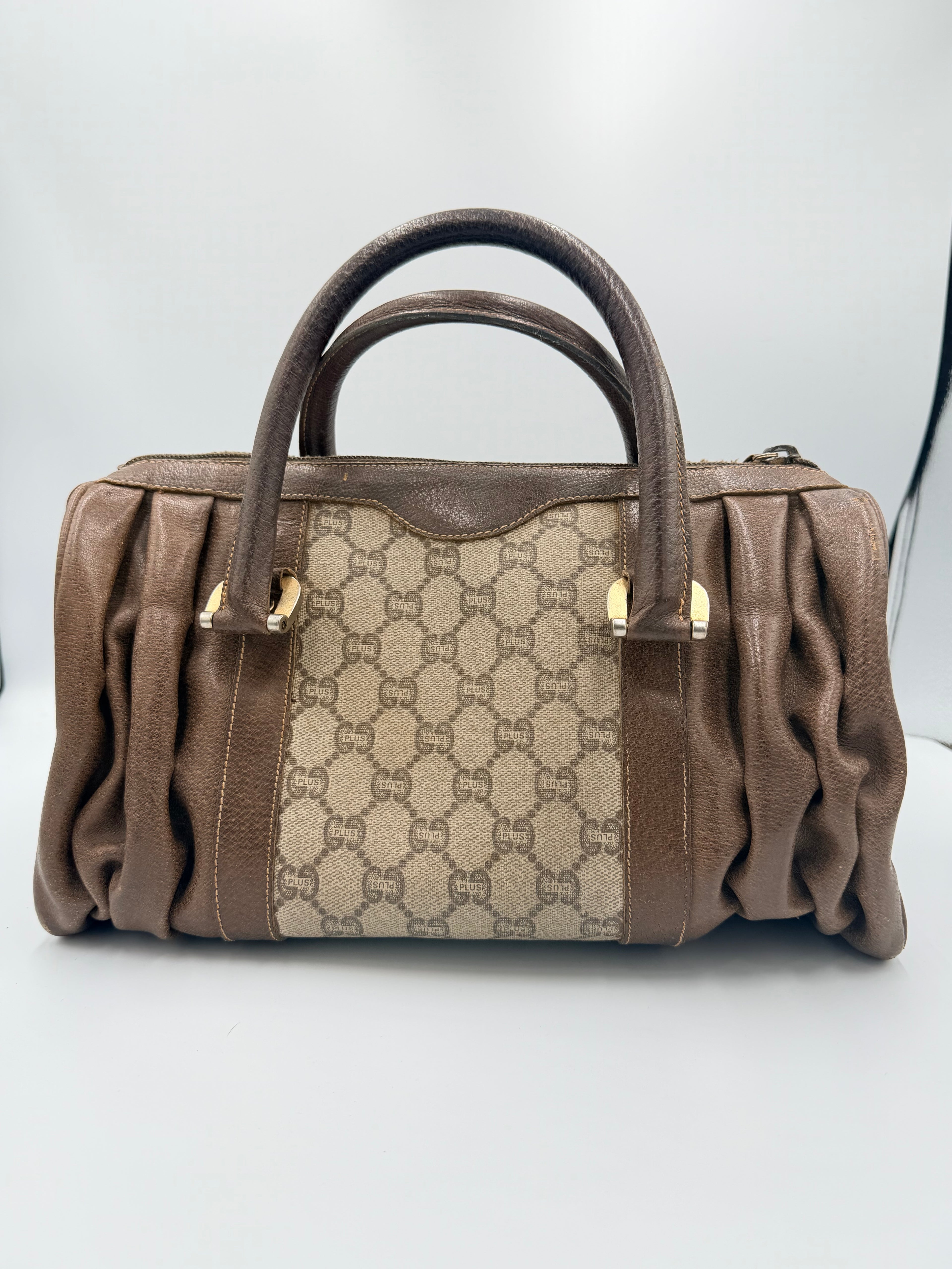 Gucci Plus Monogram Pleated Satchel Bag