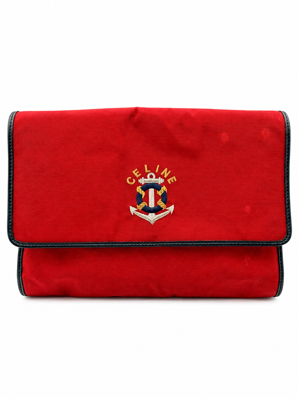 Celine Vintage Red Nautical Embroidered Clutch Bag