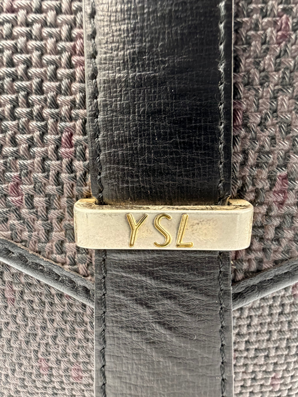 Yves Saint Laurent Vintage Woven and Leather Bucket / Shoulder Bag