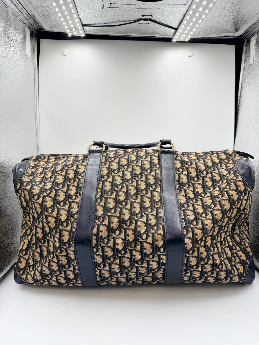 Christian Dior Trotter Monogram Boston Travel Bag – Navy