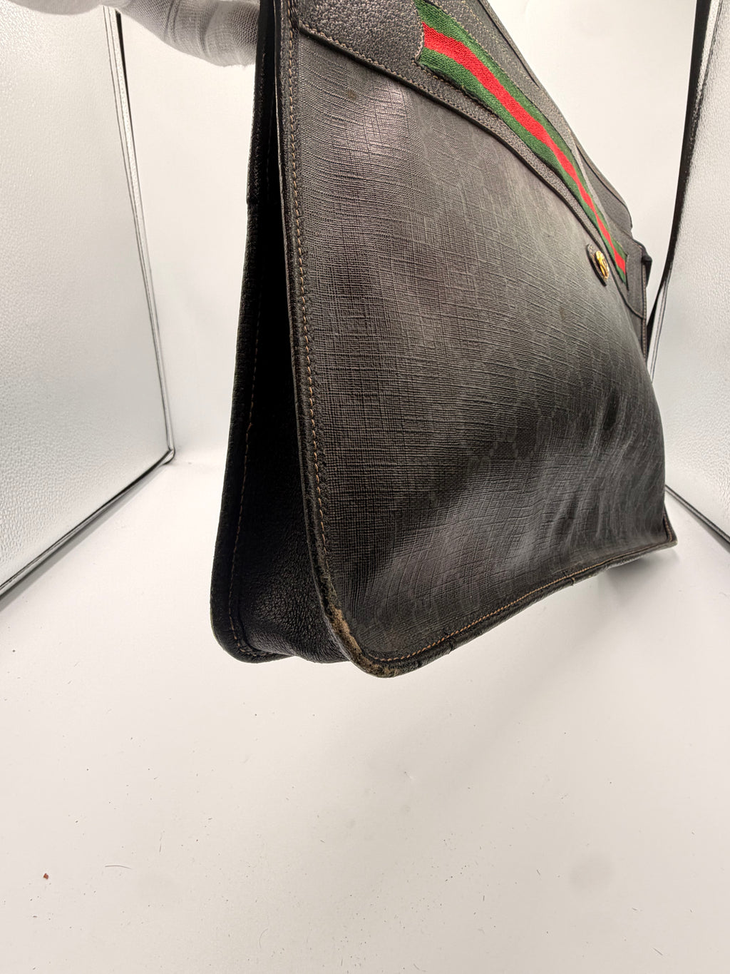 Gucci GG Web Stripe Portfolio Clutch / Document Carrier