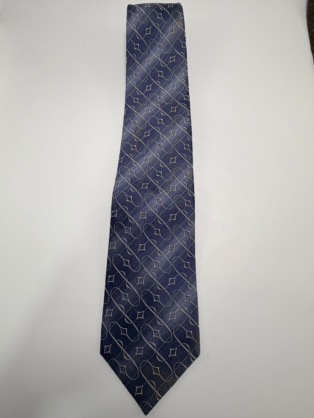 Yves Saint Laurent Silk Tie – Navy Geometric Monogram