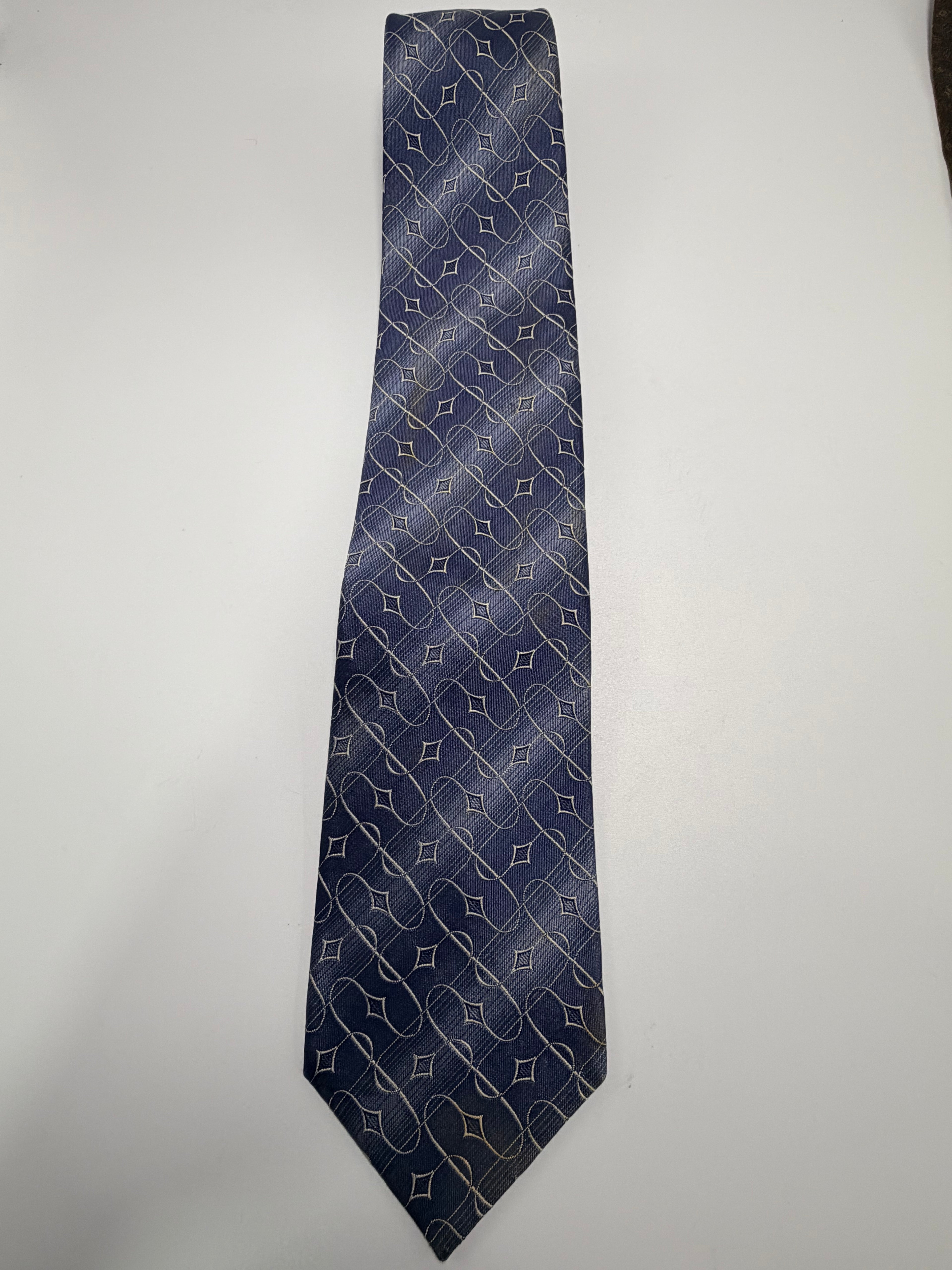 Yves Saint Laurent Silk Tie – Navy Geometric Monogram