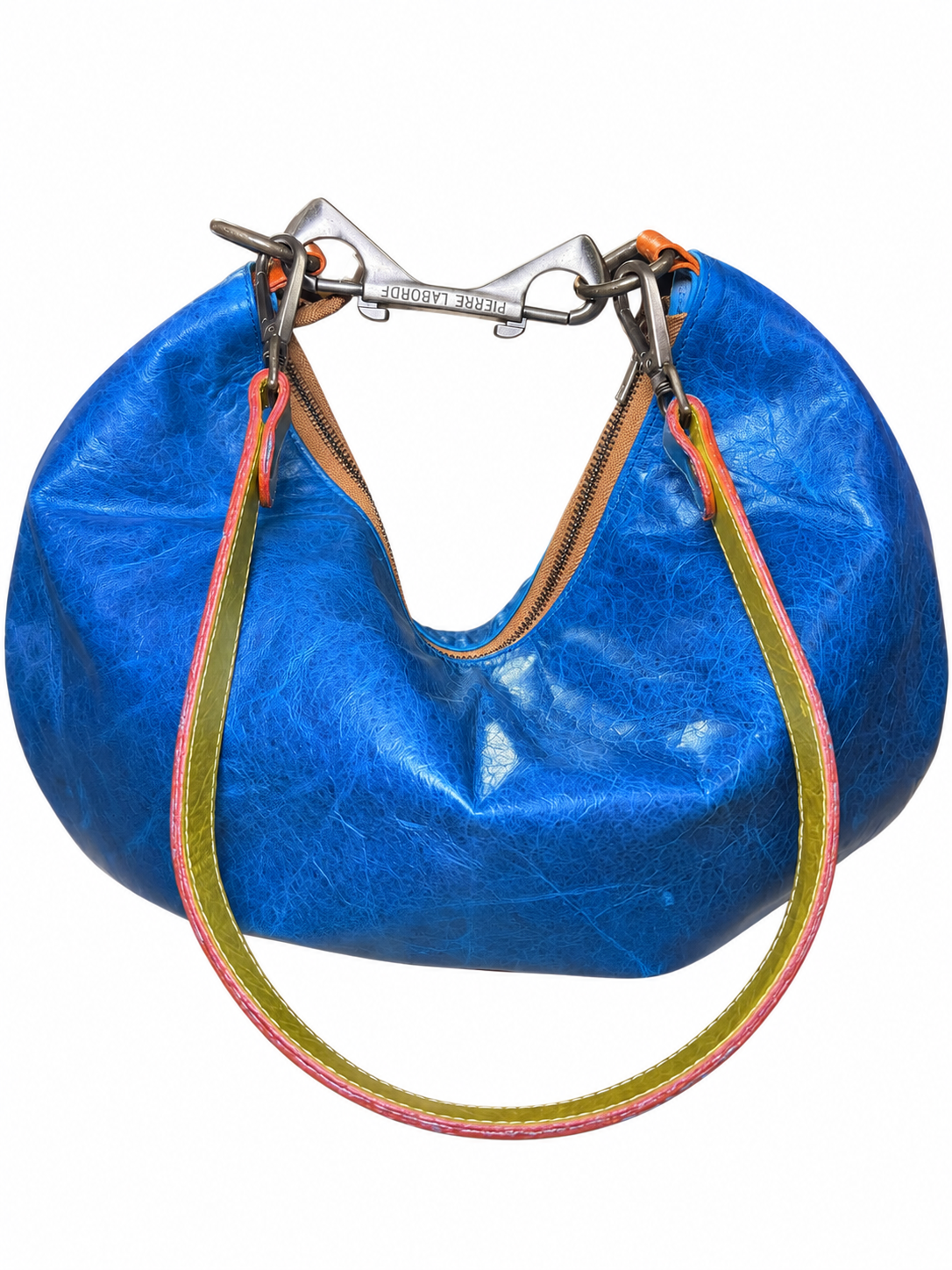 Pierre Laborde One-of-One Pony Hair & Leather Hobo Bag (Blue/Yellow)