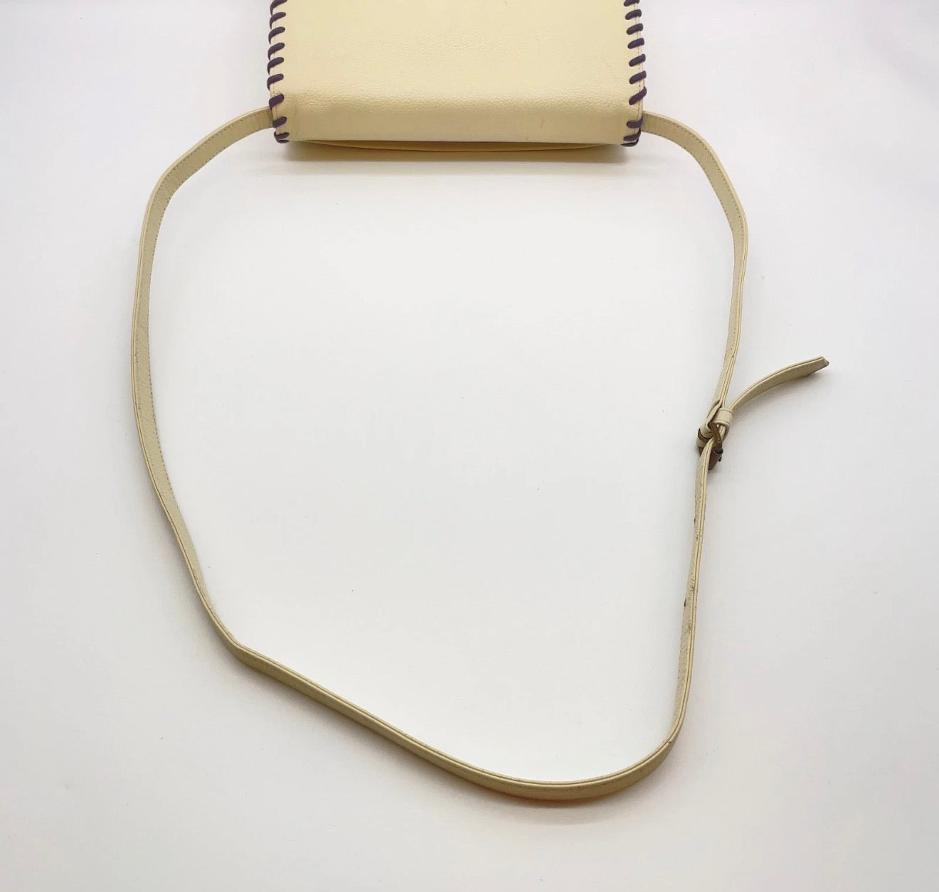 Yves Saint Laurent Cream Leather Whipstitch Crossbody Messenger Bag