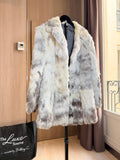 Vintage White Gray Rabbit Fur Coat – XS - 042