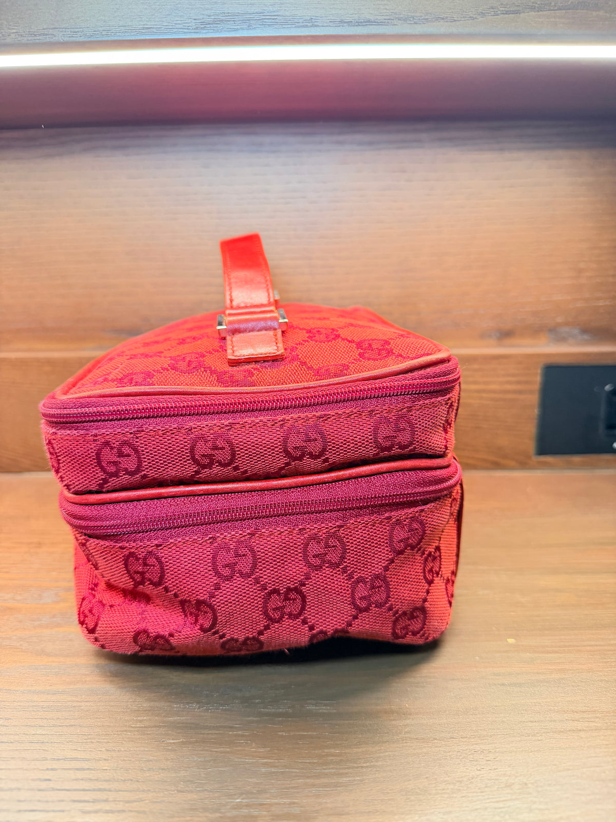 Gucci Red GG Monogram Vanity Case
