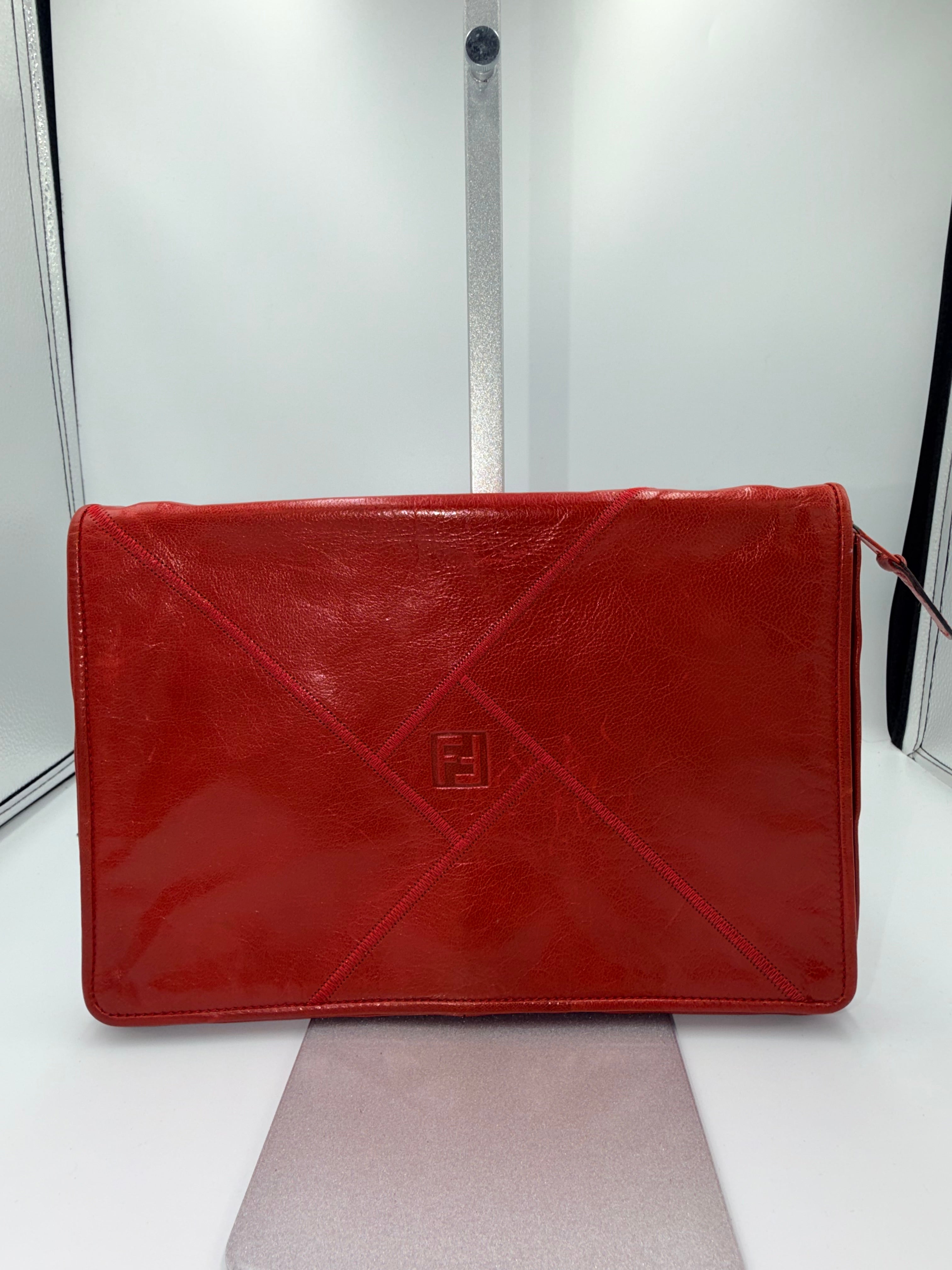 Fendi Oversized Clutch in Red