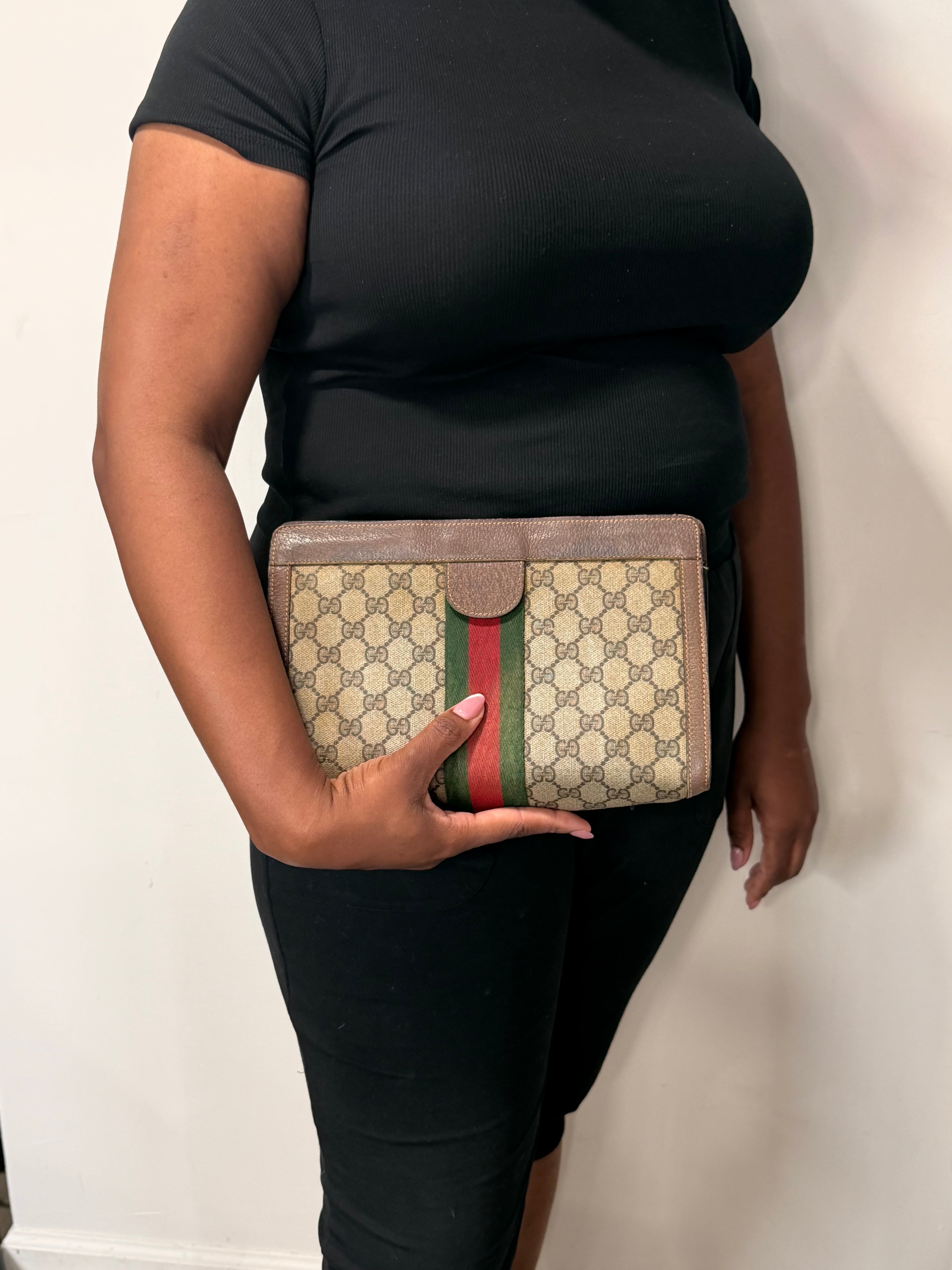 Gucci GG Supreme Web Clutch