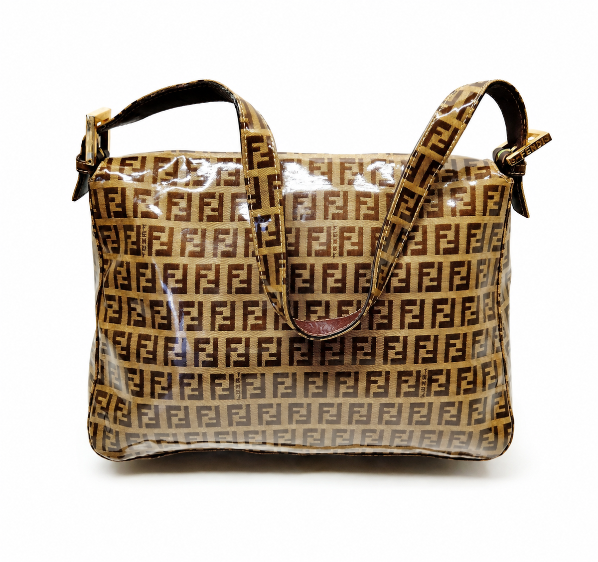 Fendi Zucca FF Patent MaMa Baguette – Brown