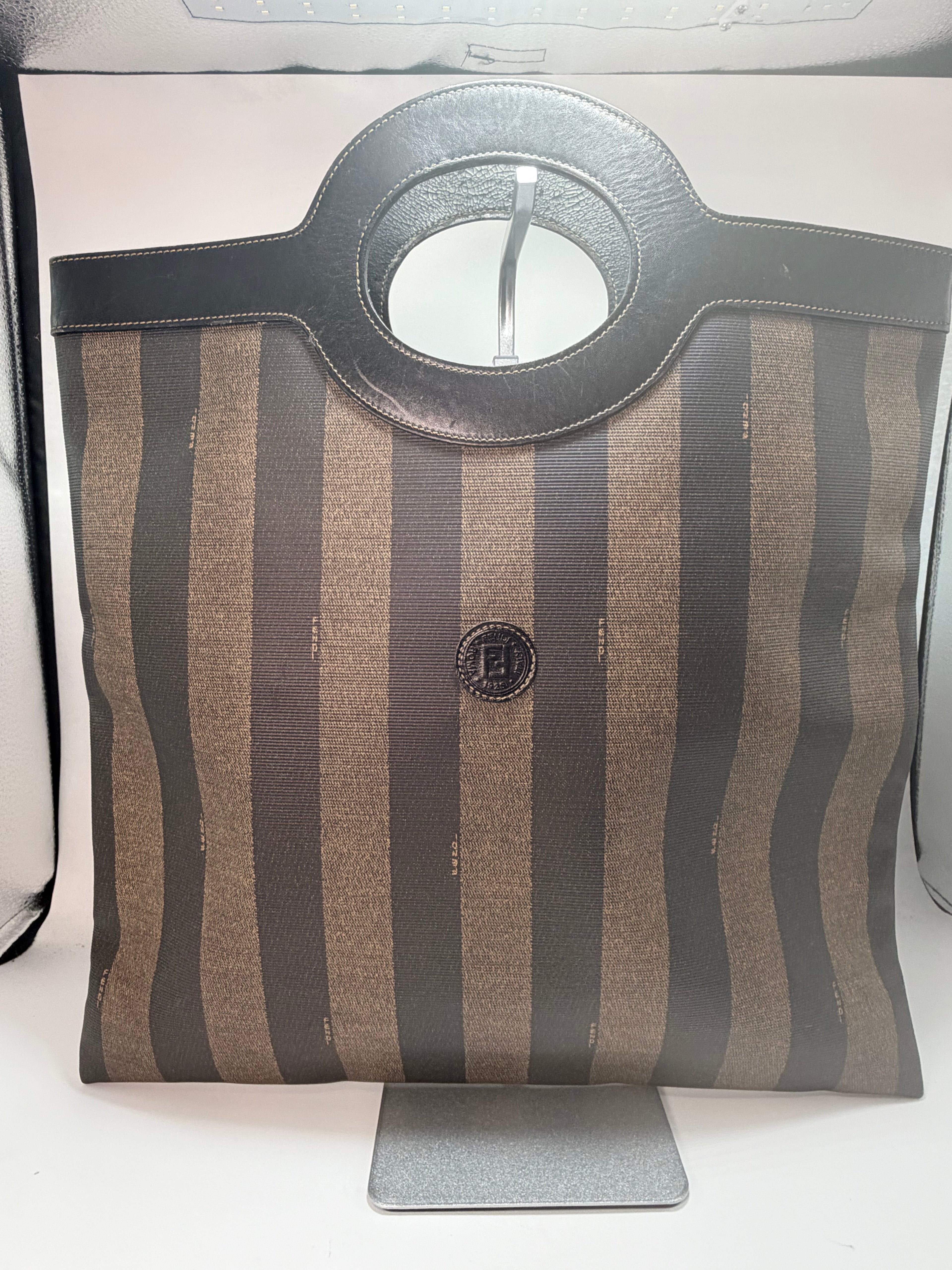 Fendi Pequin Stripe Ring Handle Tote