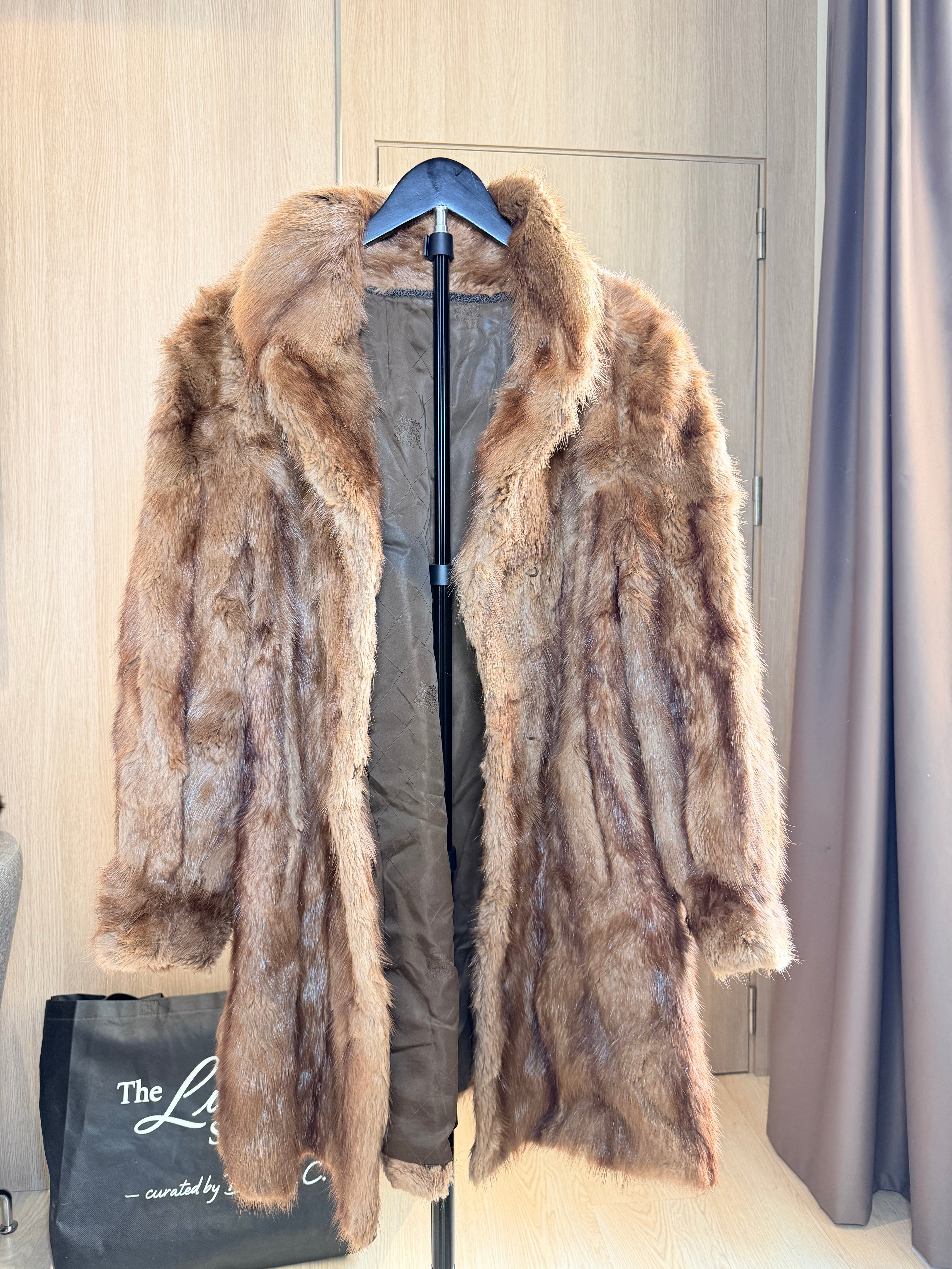 Vintage Golden Brown Mink Fur Coat - L- 011