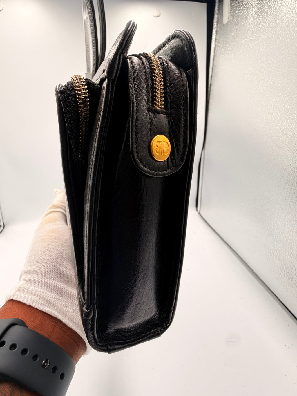 Balenciaga Black Leather Clutch / Organizer Bag