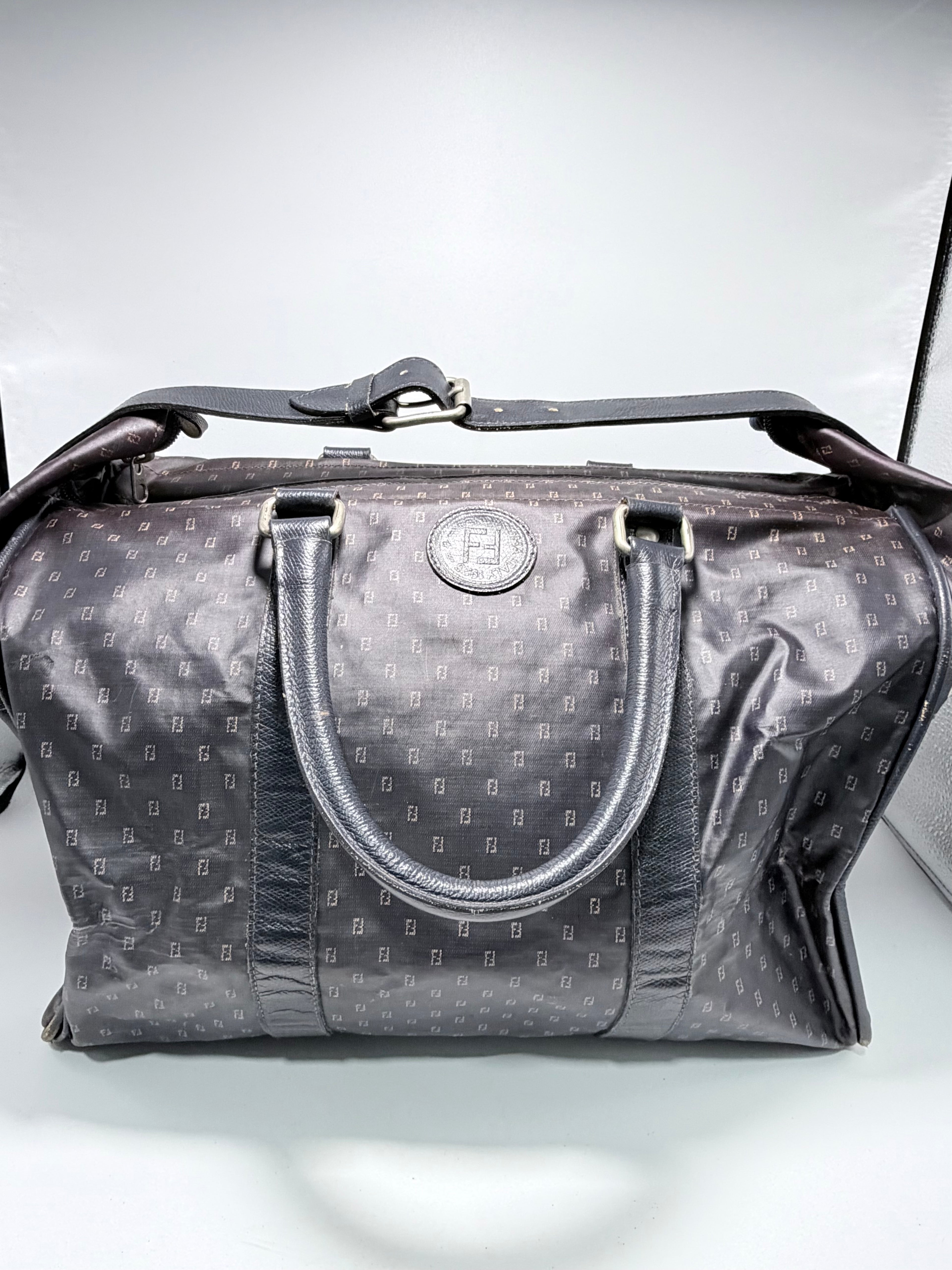 Fendi FF Monogram Leather Boston Bag /Weekender
