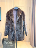 Vintage Dark Brown Rabbit Fur Coat - L- 010