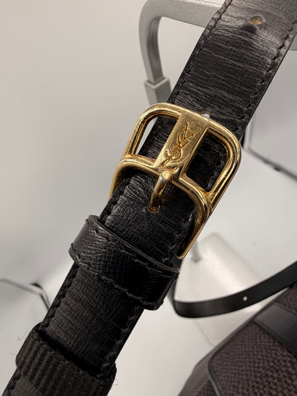 Yves Saint Laurent Vintage Woven and Leather Bucket / Shoulder Bag