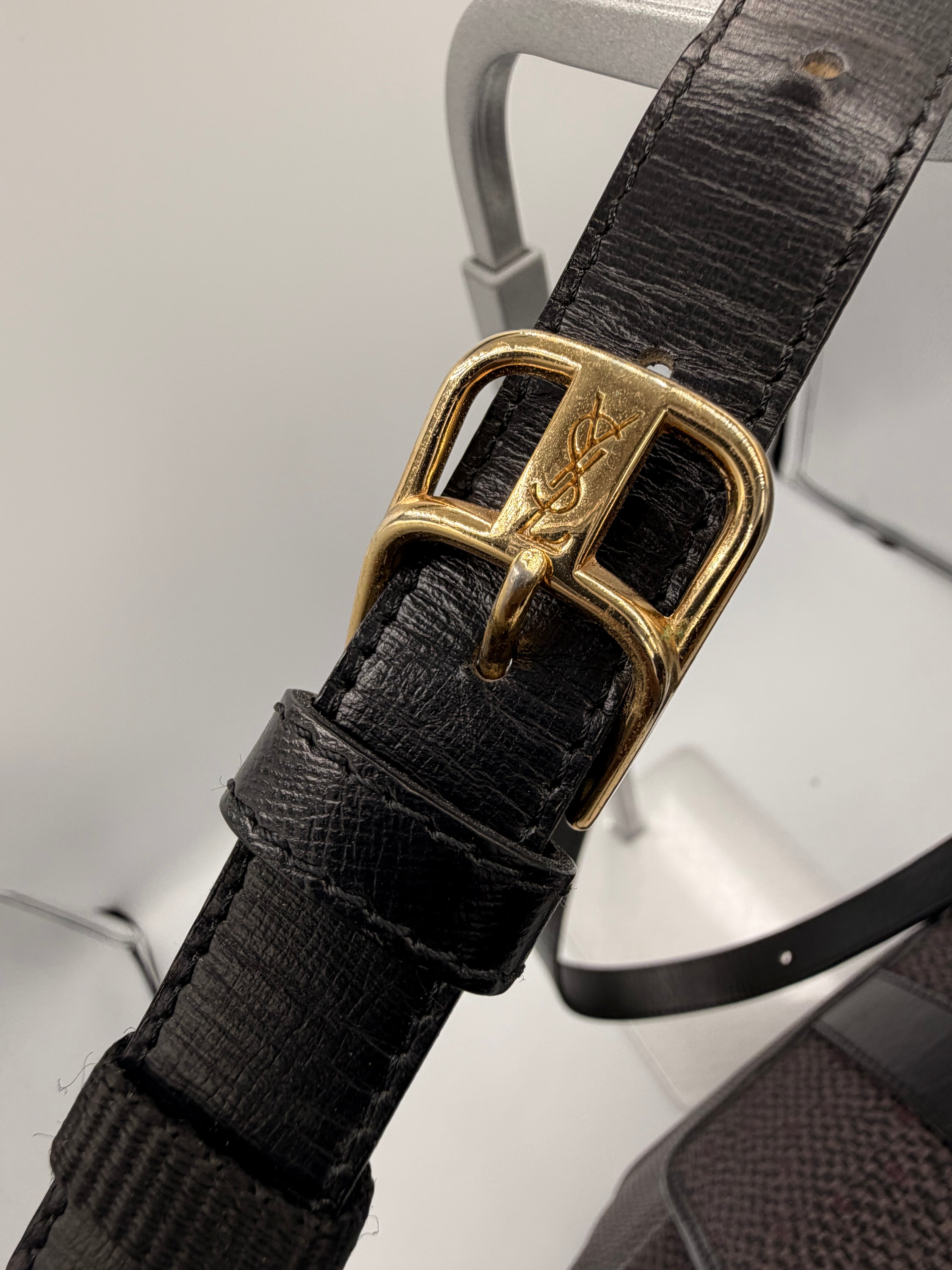 Yves Saint Laurent Vintage Woven and Leather Bucket / Shoulder Bag