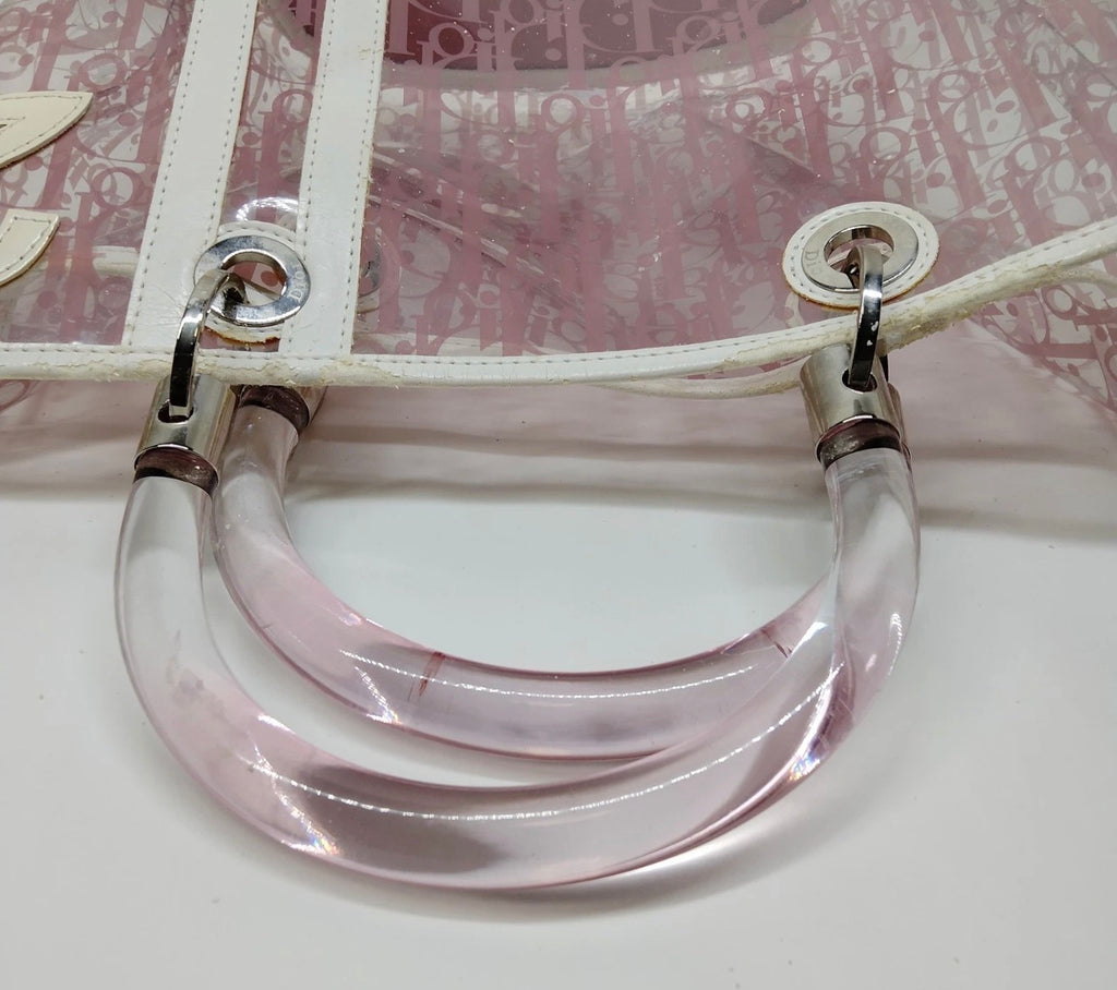 Christian Dior Pink Trotter Transparent Tote Bag with Acrylic Handles & Pouch