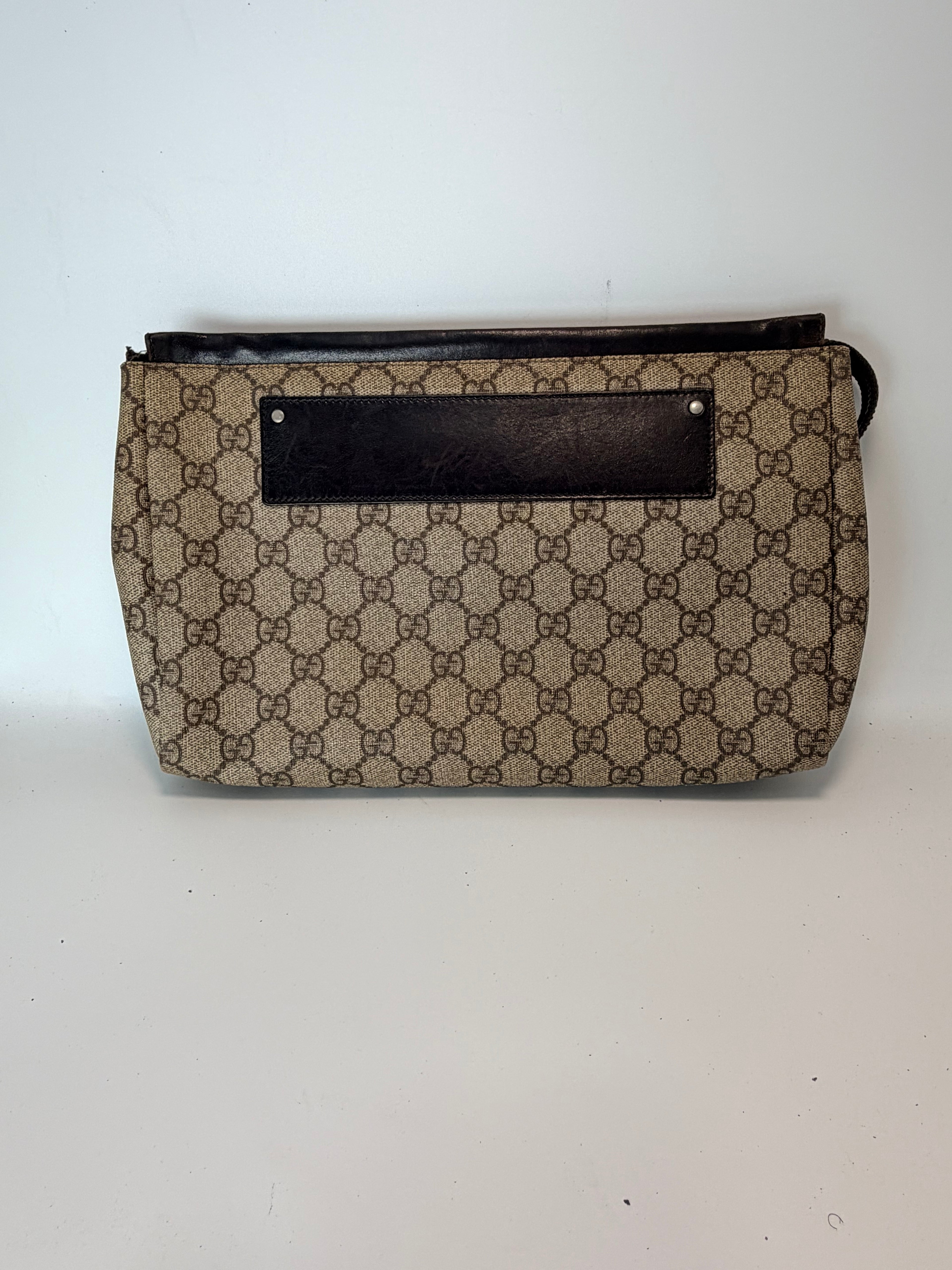 Gucci GG Monogram Canvas Zip Pouch/ Clutch