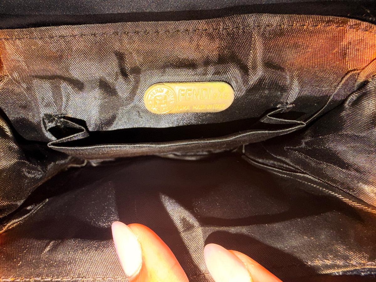 Fendi Black Mini Top Handle Evening Bag