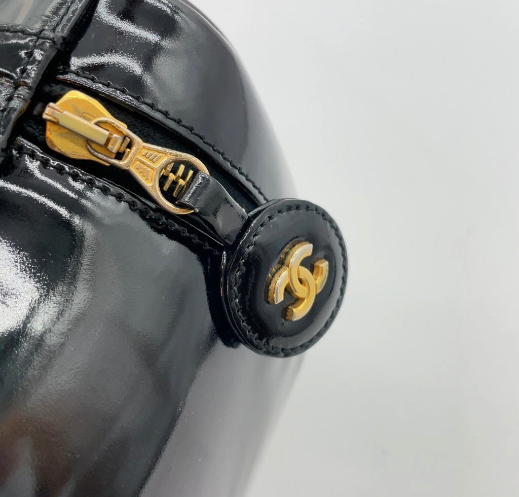 Chanel Black Patent Leather XL CC Vanity Case